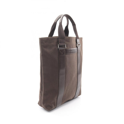 ハンドバッグ トートバッグ キャンバス レザー ダークブラウン サルヴァトーレフェラガモ バッグ Salvatore Ferragamo