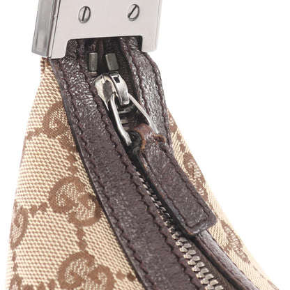 GGキャンバス ショルダーバッグ キャンバス レザー ベージュ ダークブラウン グッチ バッグ GUCCI