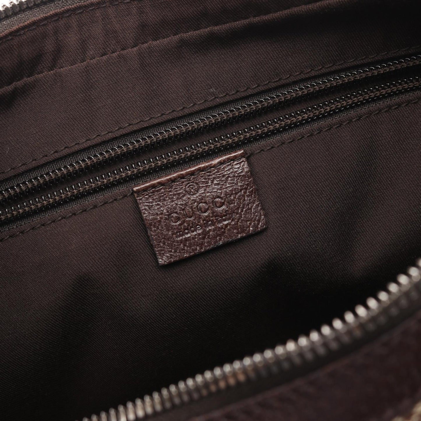 GGキャンバス ショルダーバッグ キャンバス レザー ベージュ ダークブラウン グッチ バッグ GUCCI