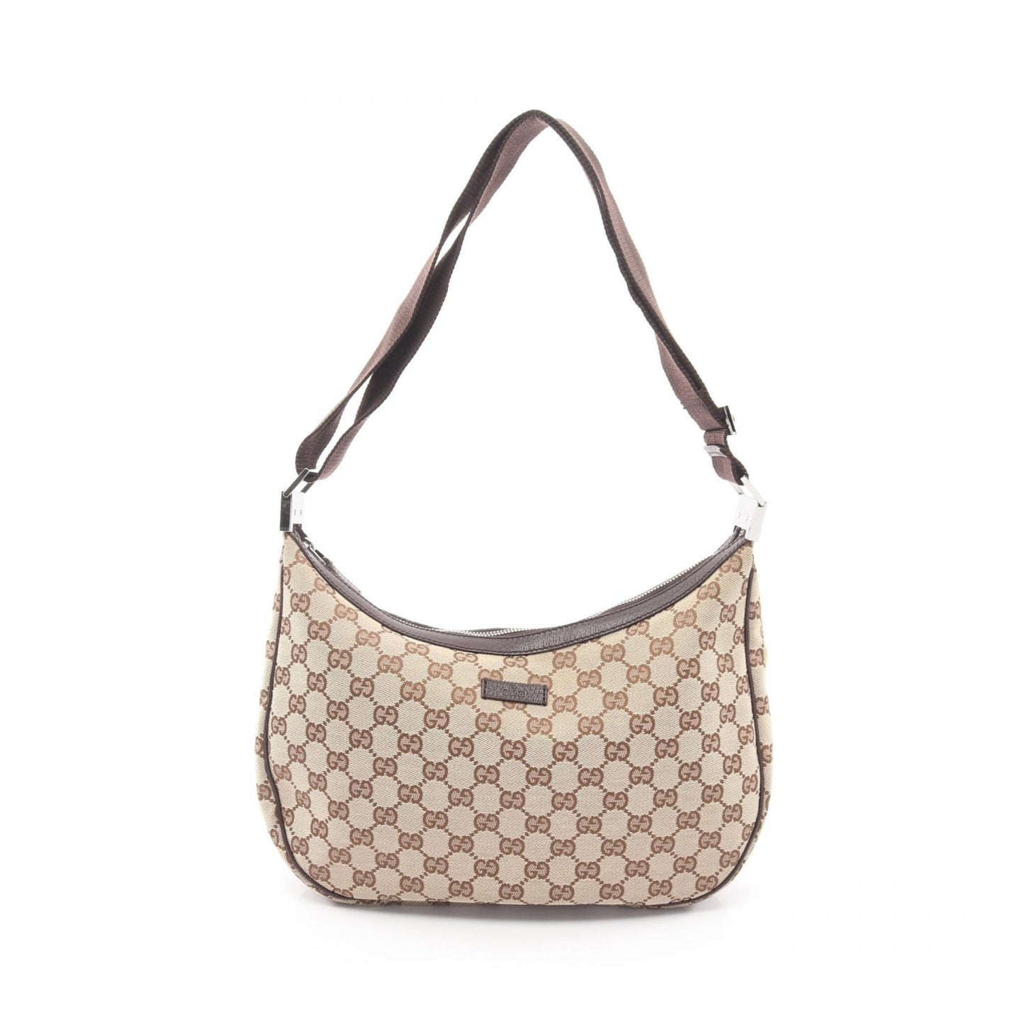 GGキャンバス ショルダーバッグ キャンバス レザー ベージュ ダークブラウン グッチ バッグ GUCCI