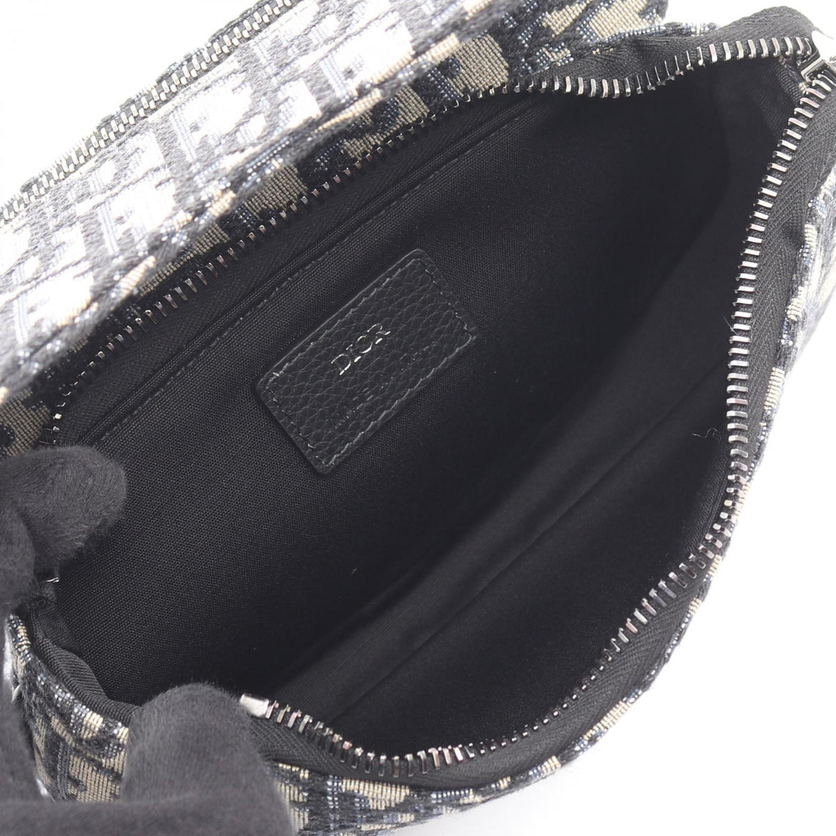 サドルポーチ オブリーク クラッチバッグ キャンバス ベージュ ネイビー クリスチャンディオール バッグ Christian Dior