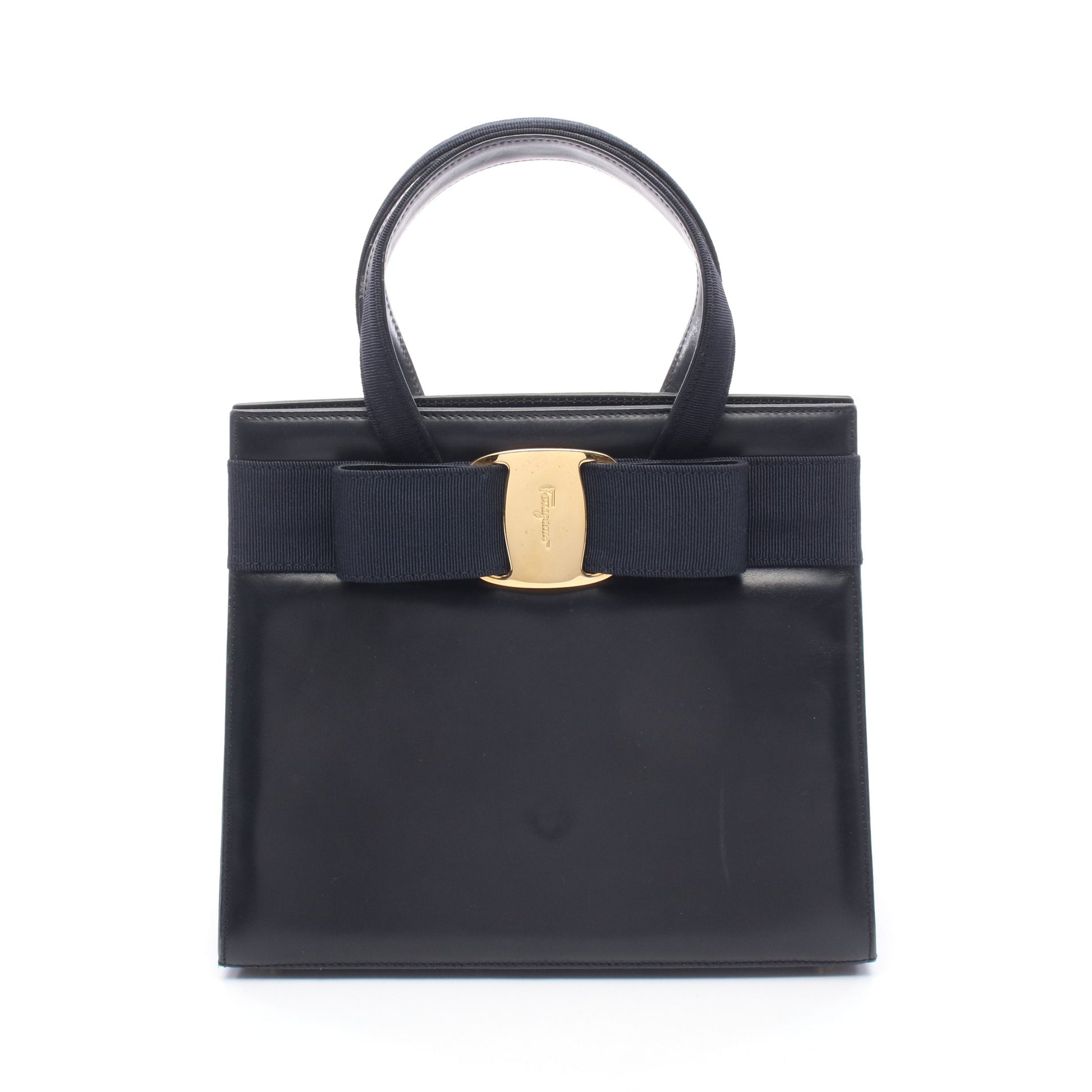 ヴァラリボン ハンドバッグ レザー ネイビー サルヴァトーレフェラガモ バッグ Salvatore Ferragamo