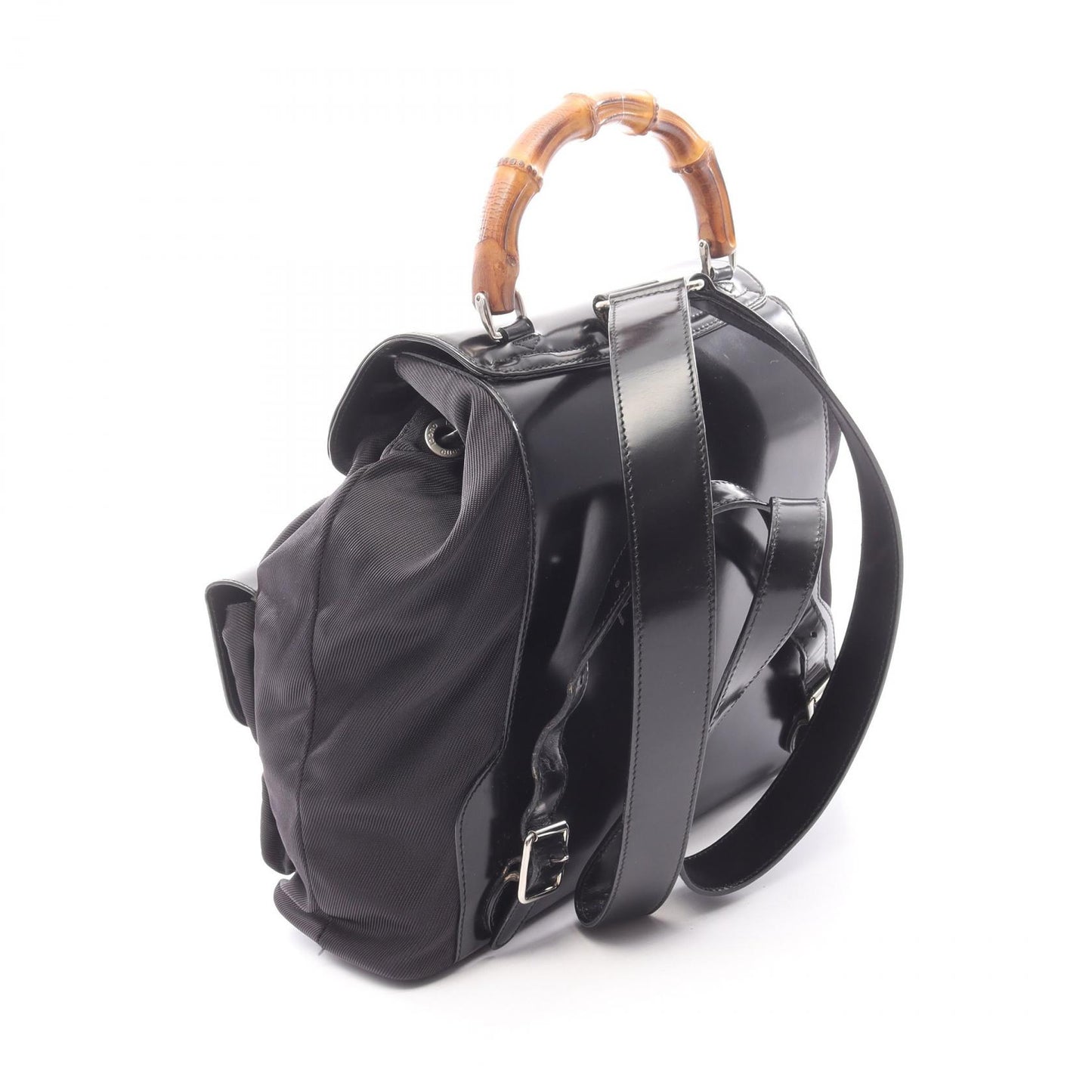 バンブー バックパック リュックサック ナイロン エナメル ブラック グッチ バッグ GUCCI