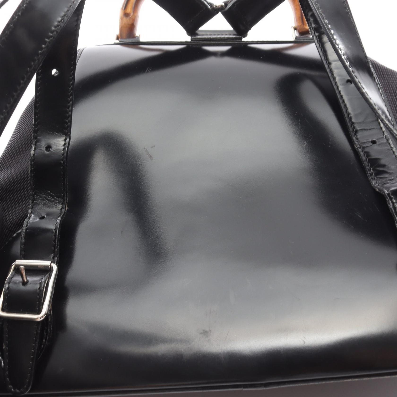 バンブー バックパック リュックサック ナイロン エナメル ブラック グッチ バッグ GUCCI