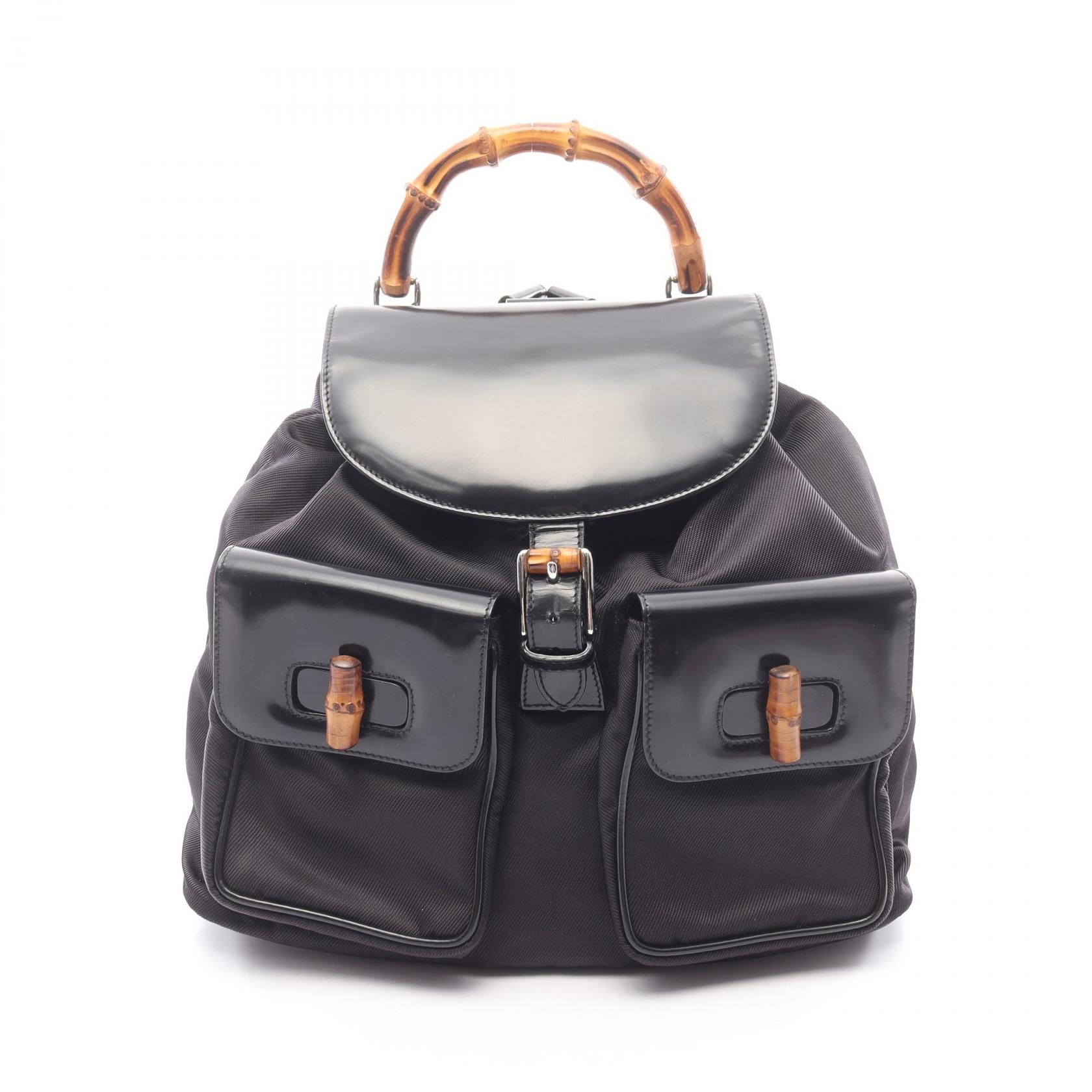 バンブー バックパック リュックサック ナイロン エナメル ブラック グッチ バッグ GUCCI