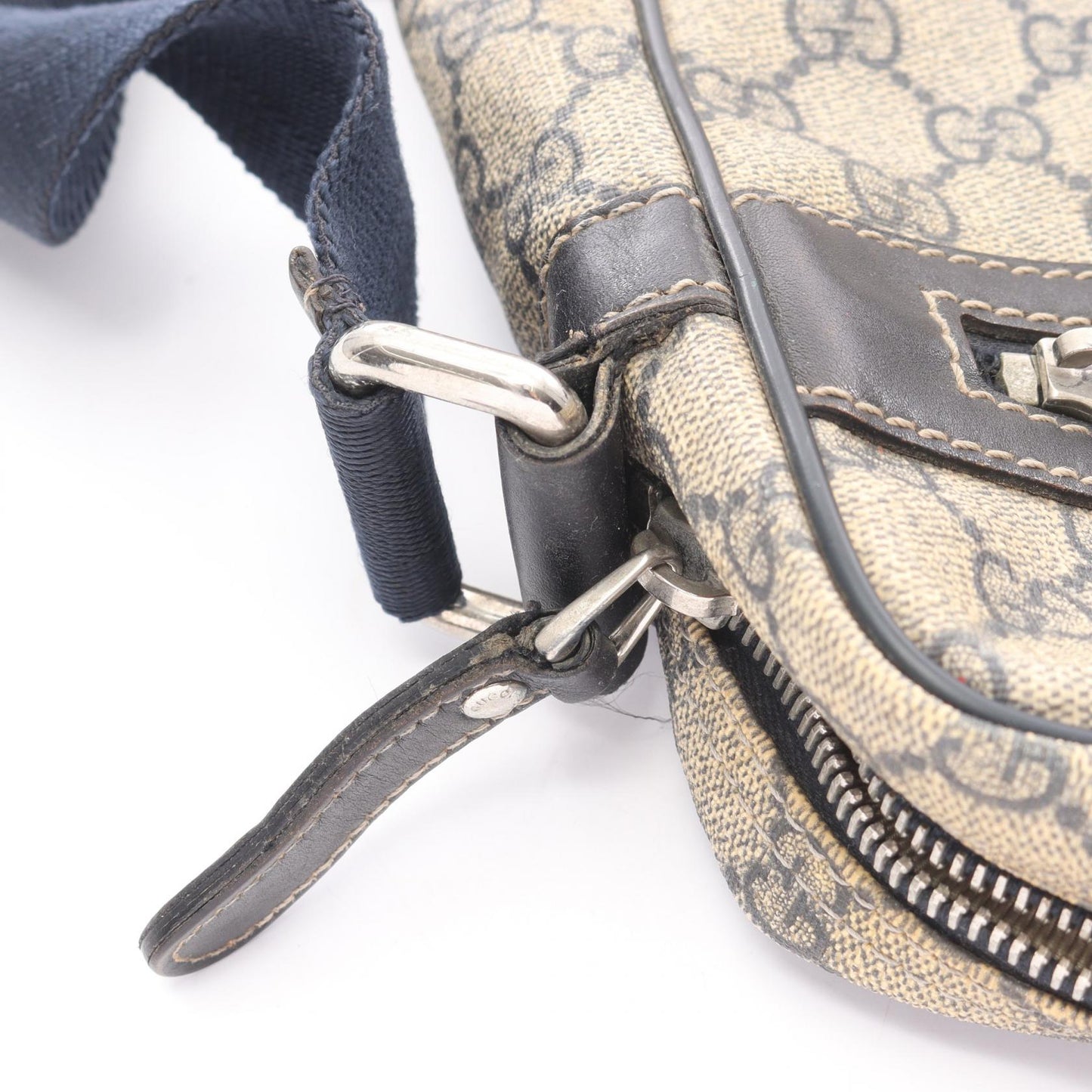 GGスプリーム ショルダーバッグ PVC レザー ベージュ ネイビー グッチ バッグ GUCCI