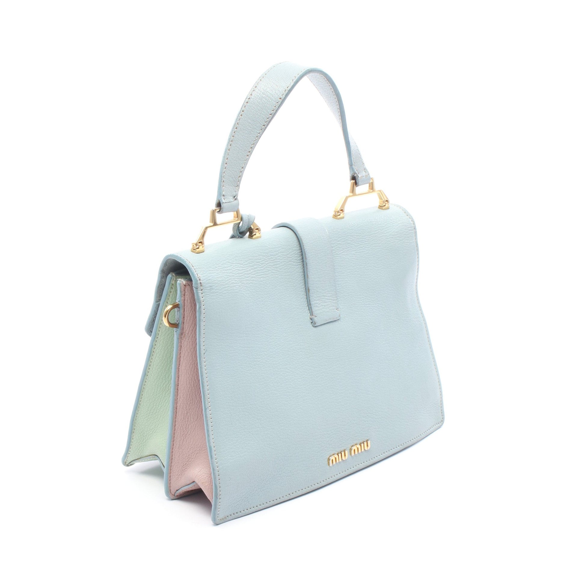 MADRAS マドラス 2WAY ハンドバッグ レザー ライトブルー ライトグリーン ピンク ミュウミュウ バッグ miu miu