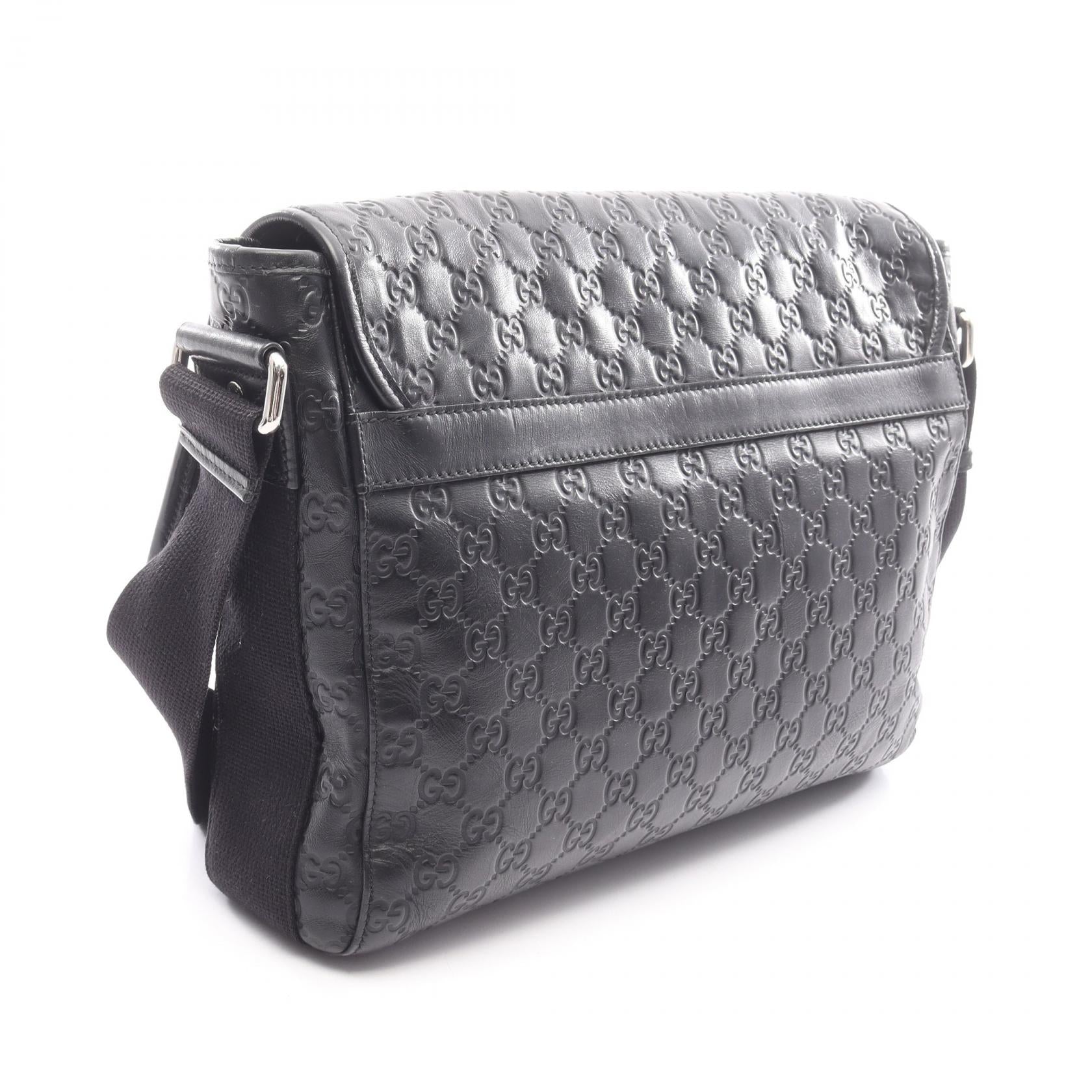 GUCCI グッチ シマ メッセンジャーバッグ ショルダーバッグ ブラック グッチシマ メッセンジャーバッグ ショルダーバッグ レザー ブラック