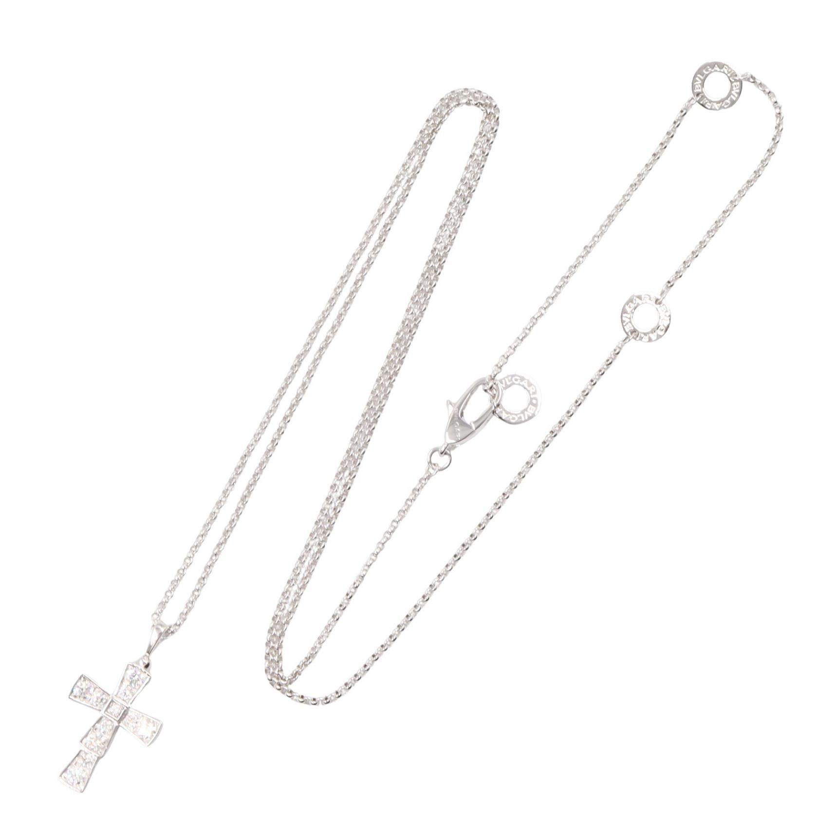 セルペンティ クロス スモール ダイヤ ネックレス ネックレス K18WG ダイヤモンド ホワイトゴールド クリア ブルガリ アクセサリー BVLGARI