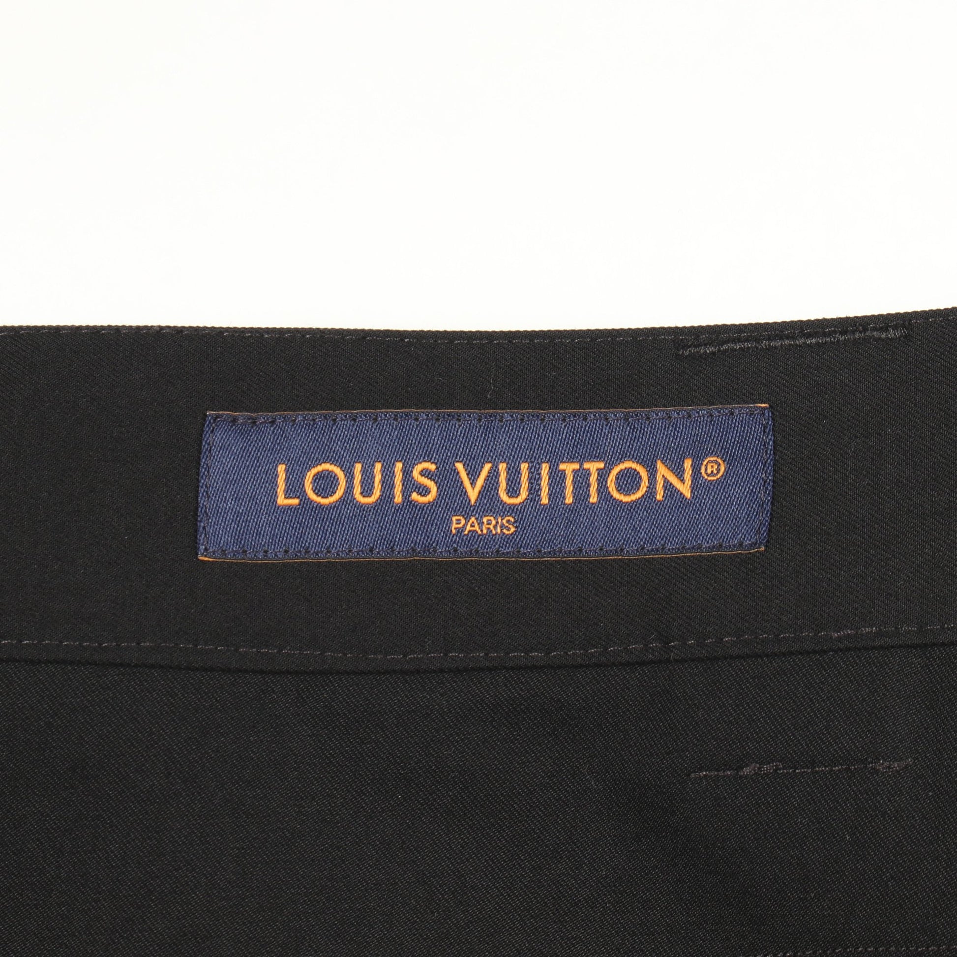 25SS テーラードウール カーペンターパンツ LV刺繍ポケット パンツ ウール ブラック ルイヴィトン ボトムス LOUIS VUITTON