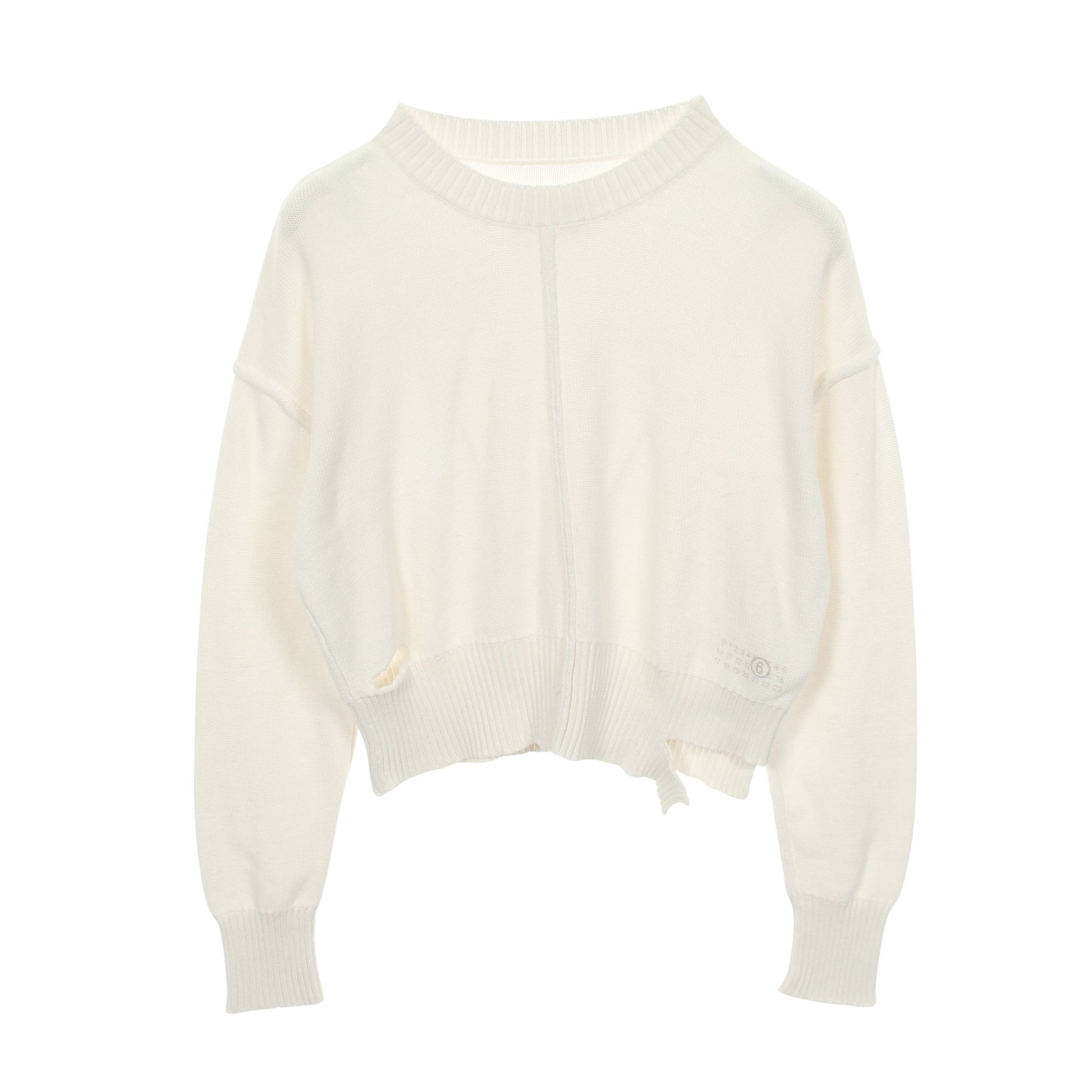 ナンバリングロゴ キッズ ニット コットン ホワイト エムエムシックスメゾンマルジェラ トップス MM6 MAISON MARGIELA