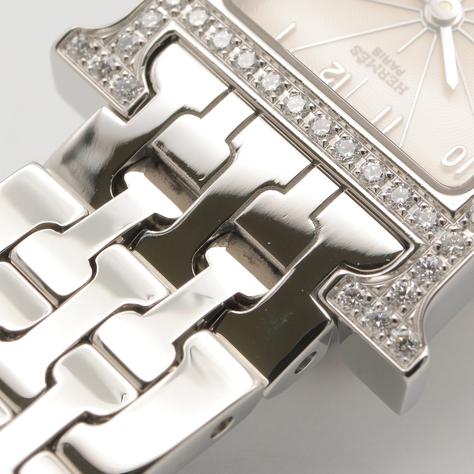 【仕上済】エルメス Hウォッチ シルバー ブレス ダイヤ レディース 腕時計 HERMES - 【仕上済】エルメス Hウォッチ シルバー ブレス ダイヤ
