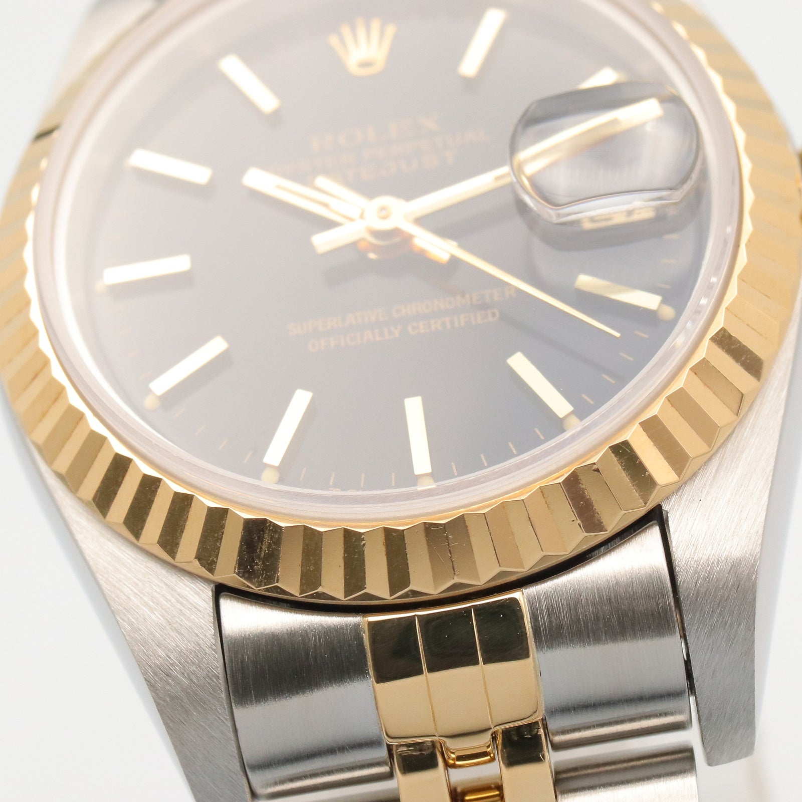 ロレックス ROLEX デイトジャスト R番 ブラック バー 腕時計 時計 K18（イエローゴールド） ステンレススチール レディース ブラック系 / ゴールド系 / /バー 69173 【中古】 ROLEX - ロレックス ROLEX デイトジャスト R番 腕時計 時計 K18