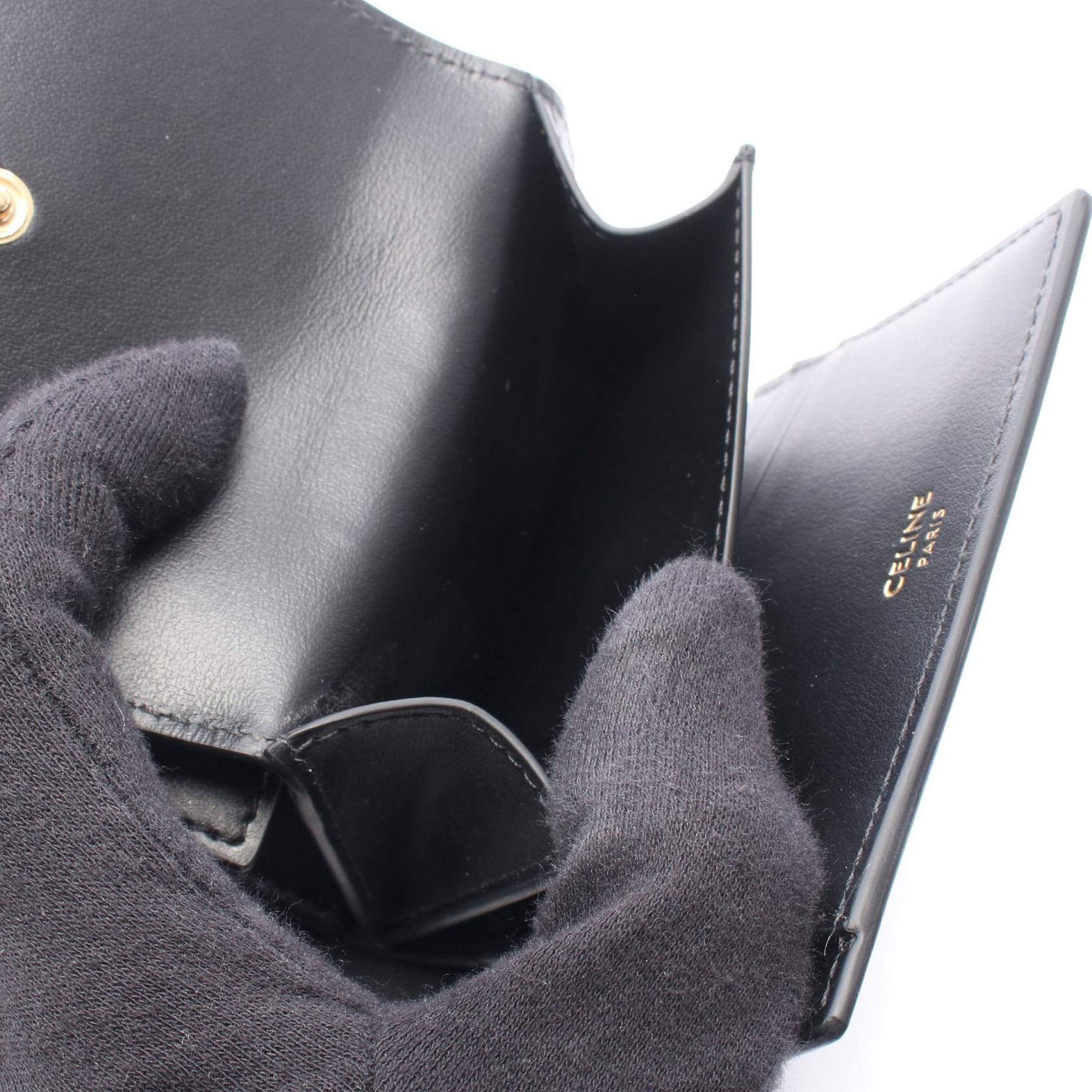 未使用級✨セリーヌ スモールトリフォールド 三つ折り財布 ブラック レザー 黒 CELINE（セリーヌ） スモール トリフォールド ウォレット 三つ折り財布