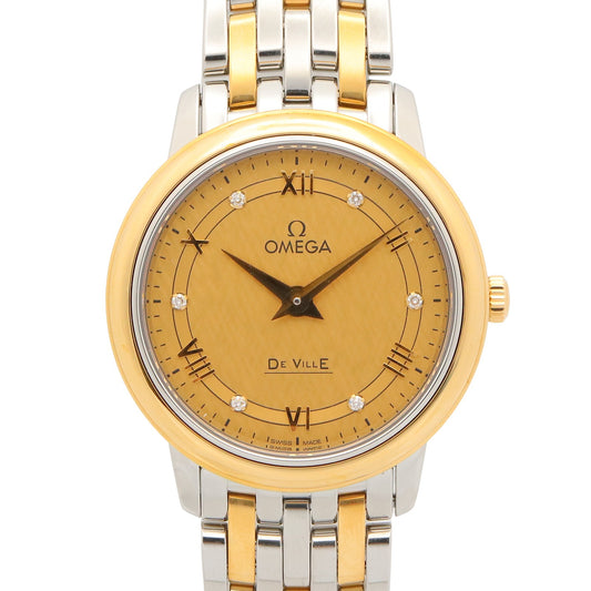 デ・ビル プレステージ 6Pダイヤ レディース 腕時計 クオーツ K18（イエローゴールド） ステンレススチール ダイヤモンド ゴールド オメガ 時計 OMEGA