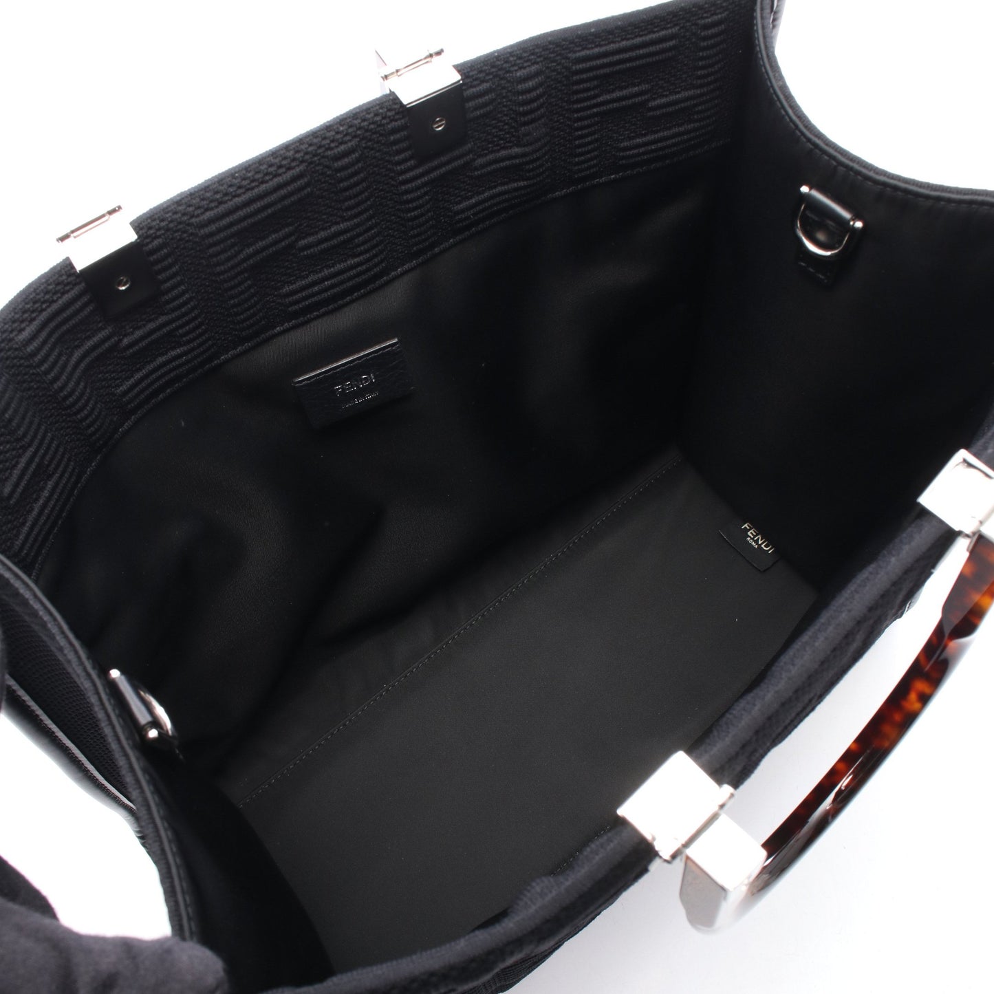 SUNSHINE MEDIUM サンシャイン ミディアム 2WAY ハンドバッグ トートバッグ キャンバス レザー ブラック フェンディ