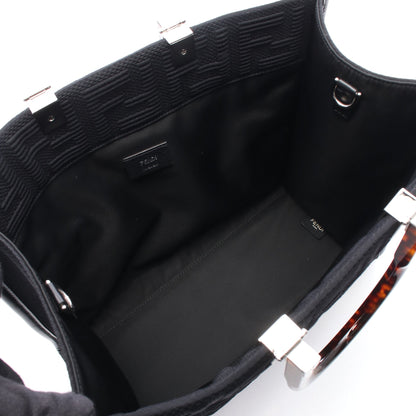 SUNSHINE MEDIUM サンシャイン ミディアム 2WAY ハンドバッグ トートバッグ キャンバス レザー ブラック フェンディ