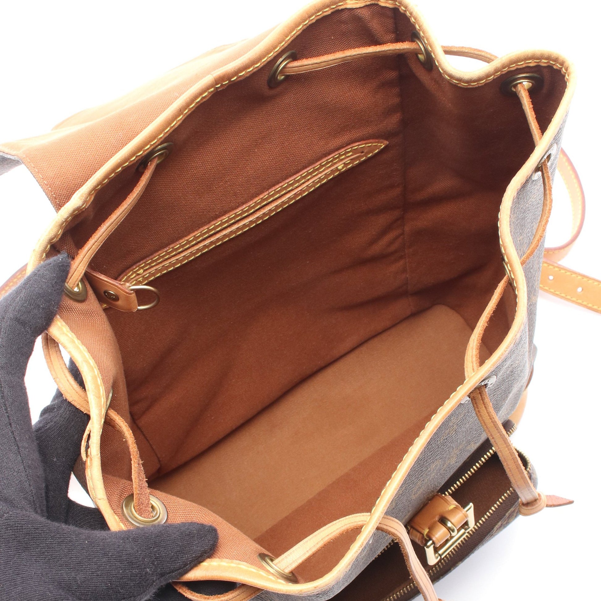 モンスリMM モノグラム バックパック リュックサック PVC レザー ブラウン ルイヴィトン バッグ LOUIS VUITTON