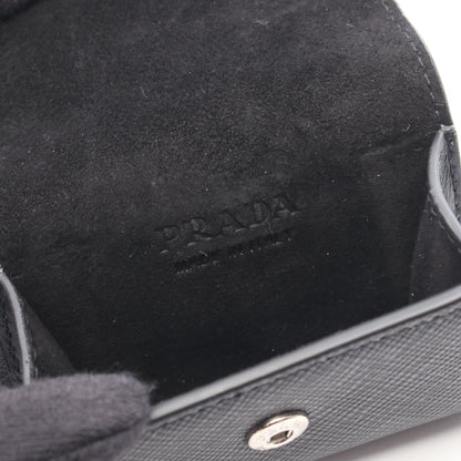 トライアングルロゴ AirPodsケース イヤホンケース サフィアーノレザー ブラック プラダ 財布・小物 PRADA