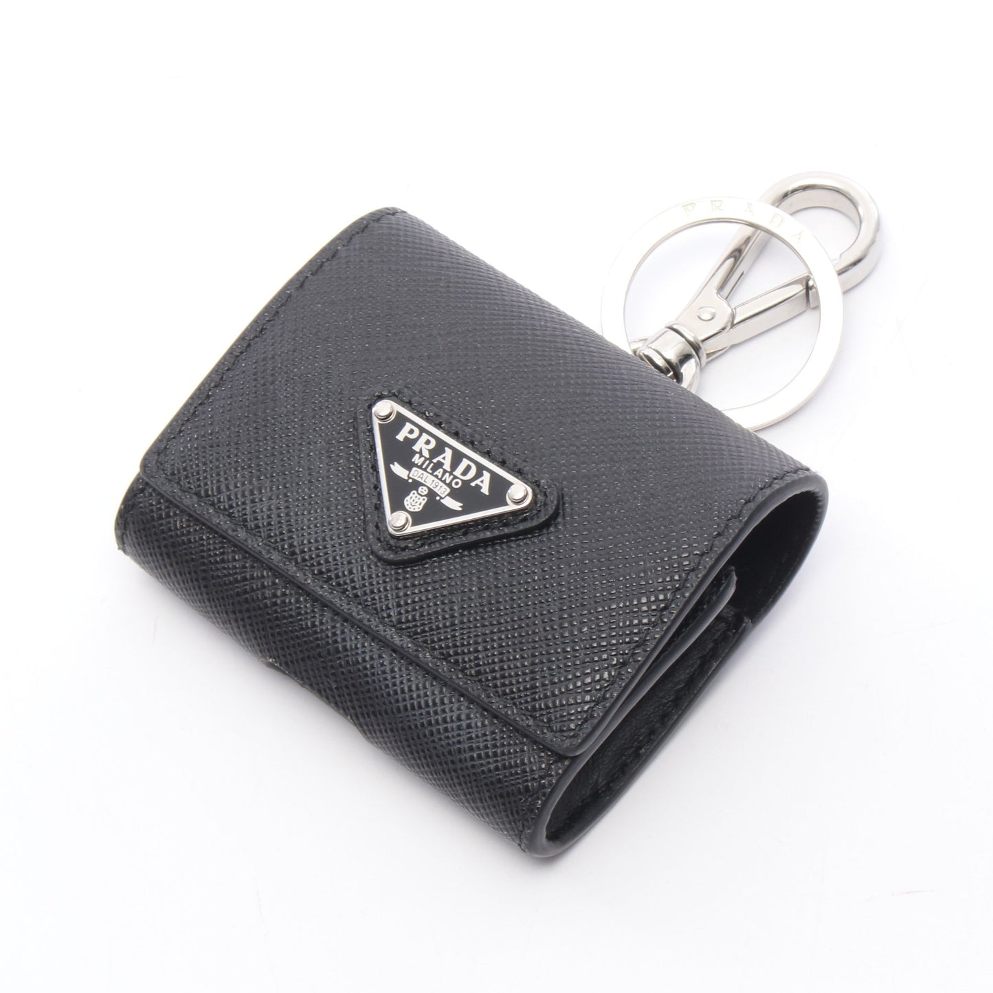 トライアングルロゴ AirPodsケース イヤホンケース サフィアーノレザー ブラック プラダ 財布・小物 PRADA