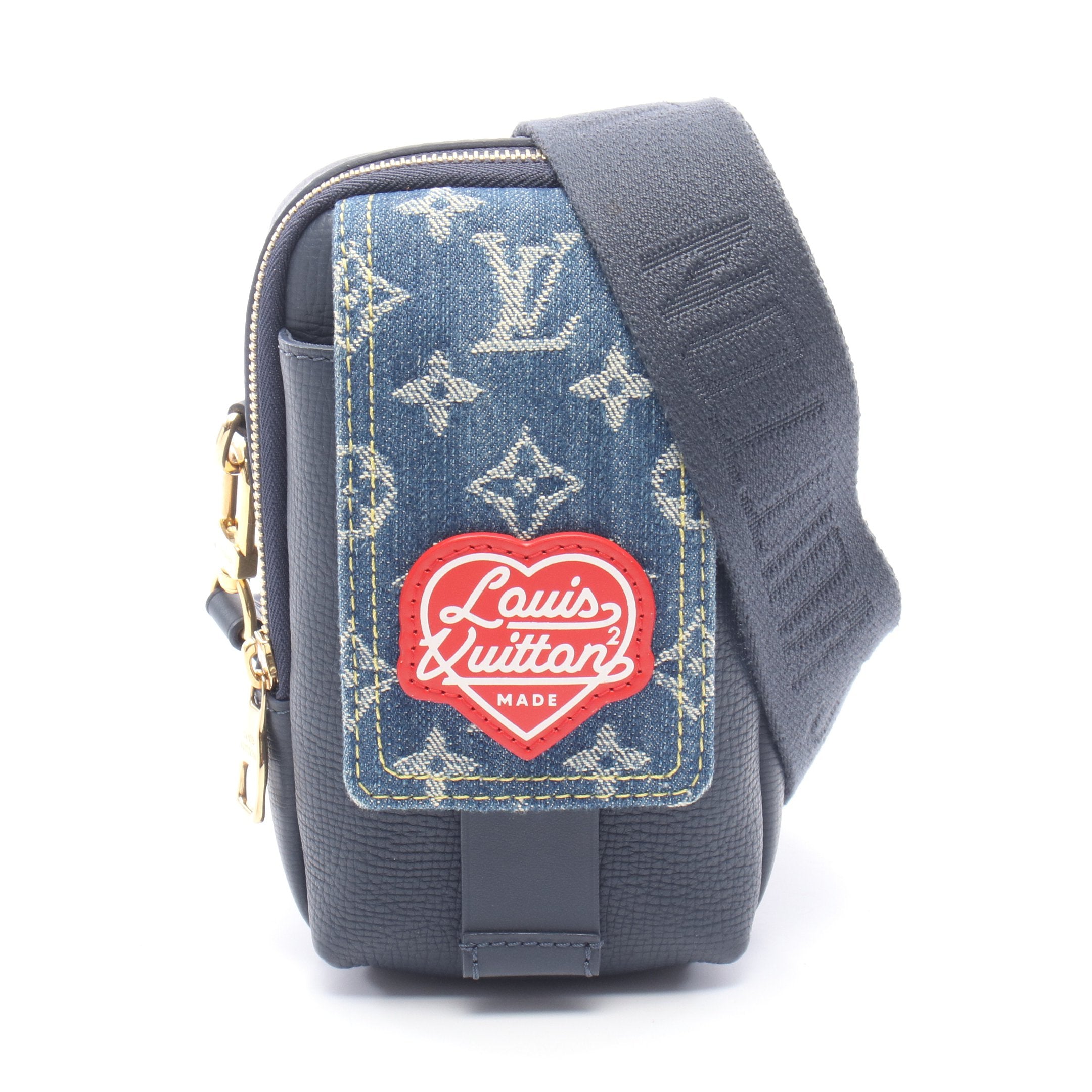 極美品 ルイヴィトン ×NIGO モノグラム ダブル フォン ポーチ LV × NIGO ダブルフォンポーチ モノグラムデニム ショルダーバッグ
