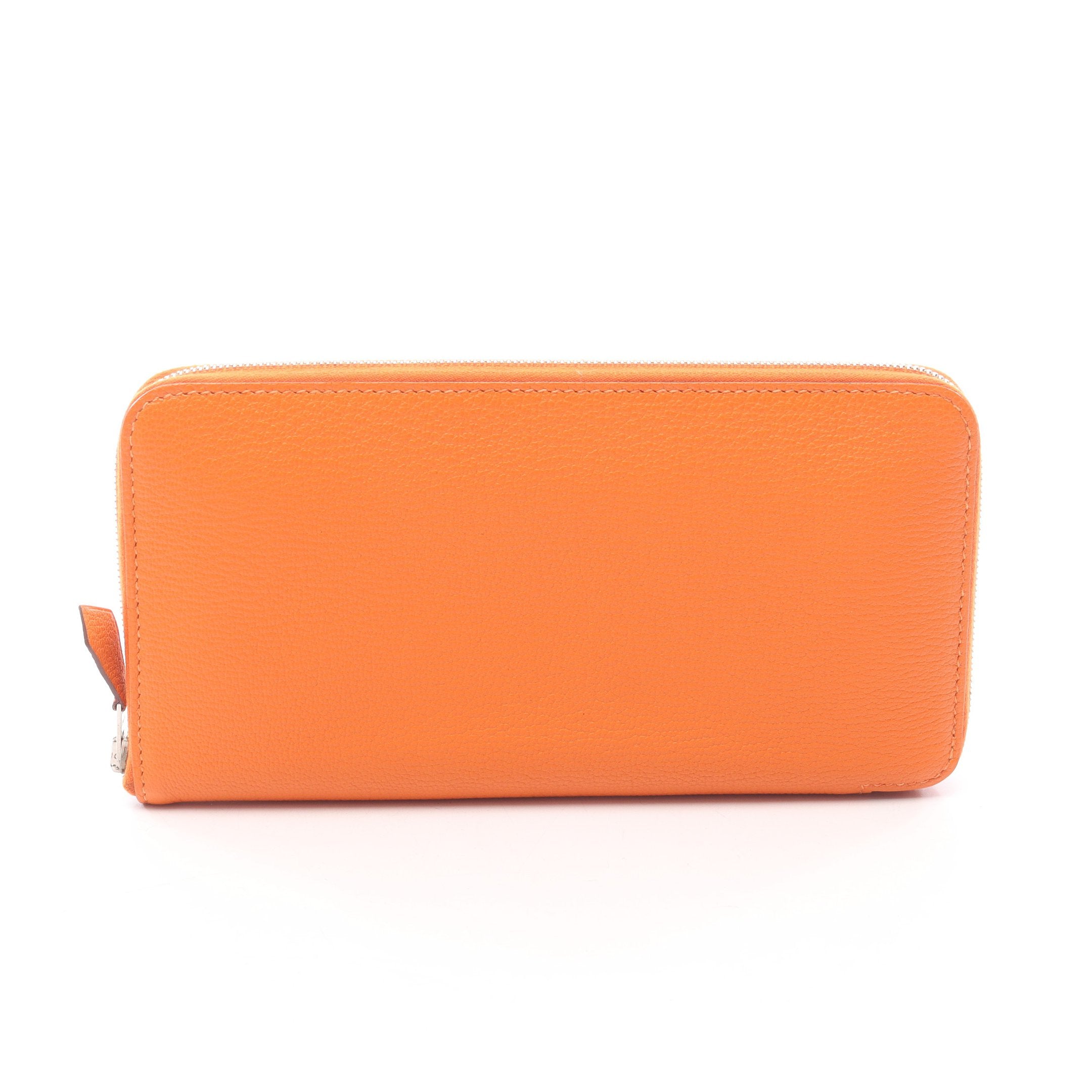 HERMES エルメス アザップ オールレザー オレンジ □I刻印 C121 アザップロング シルクイン フー ラウンドファスナー長財布 シェーブル
