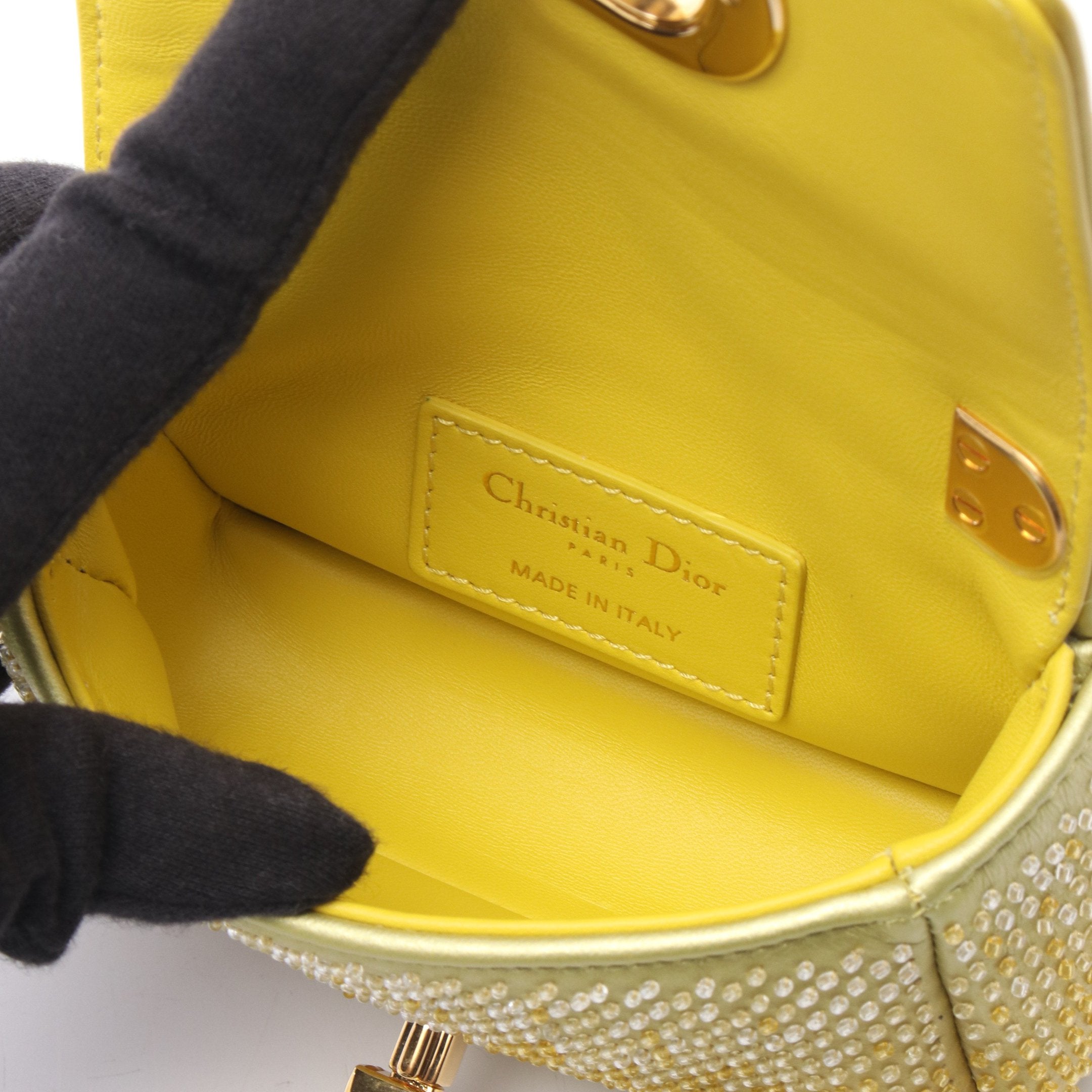 Dior ディオール ショルダーバッグ CARO MICRO カロ マイクロ CARO MICRO カロ マイクロ チェーンショルダーバッグ レザー イエロー