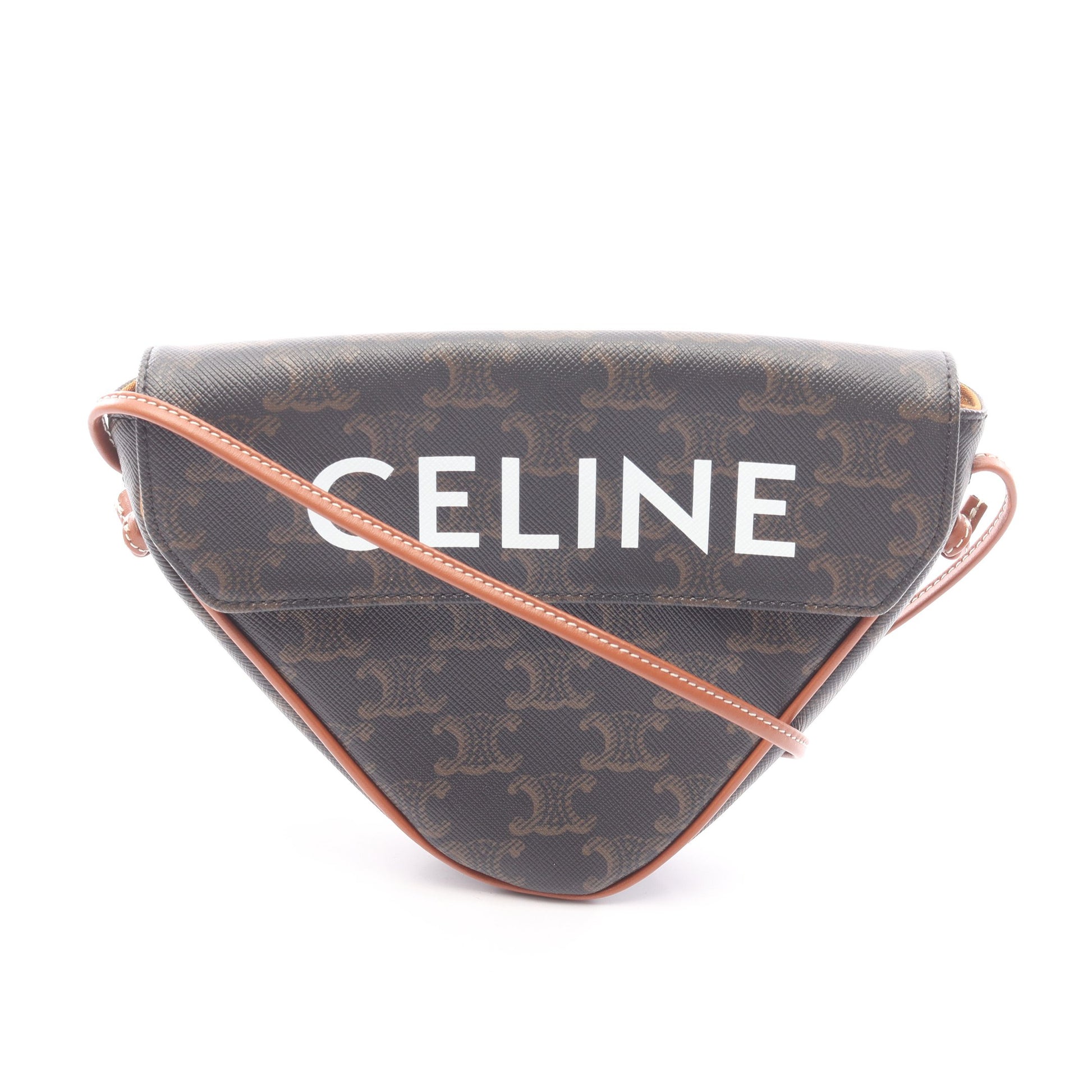 トリオンフ トライアングル ショルダーバッグ PVC レザー ブラック ブラウン セリーヌ バッグ CELINE