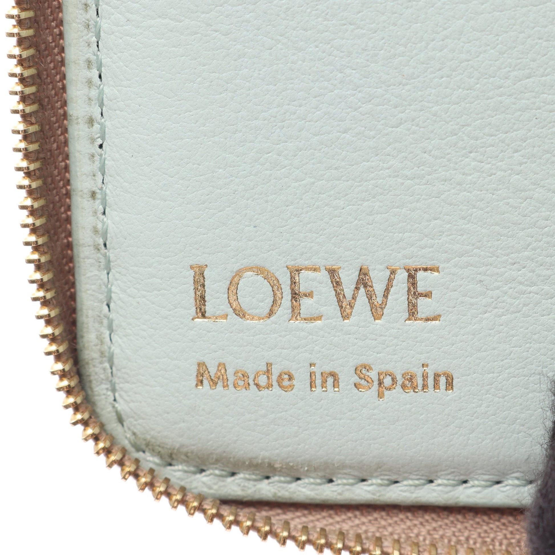 ノット コンパクト ラウンドファスナー財布 レザー グレーベージュ ライトブルー ロエベ 財布・小物 LOEWE