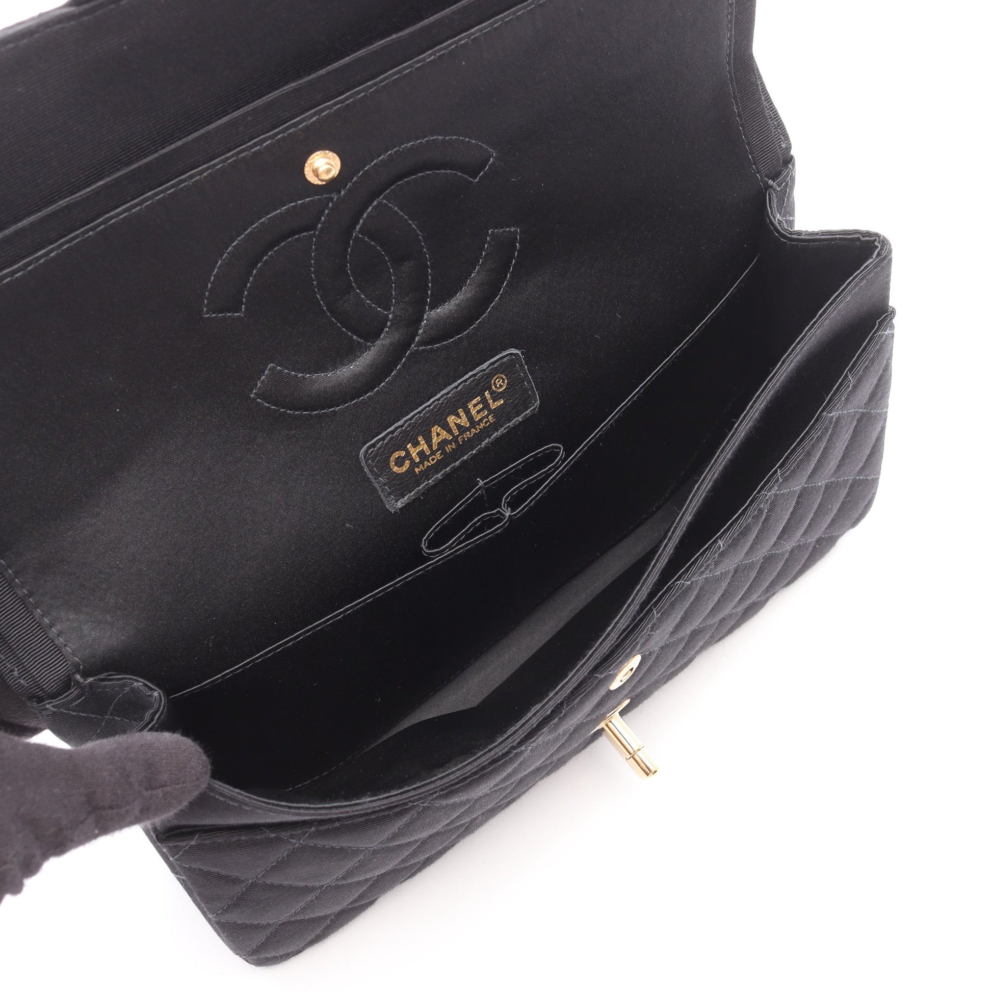マトラッセ Wフラップ Wチェーンショルダーバッグ キャンバス ブラック ゴールド金具 シャネル バッグ CHANEL