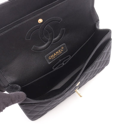 マトラッセ Wフラップ Wチェーンショルダーバッグ キャンバス ブラック ゴールド金具 シャネル バッグ CHANEL