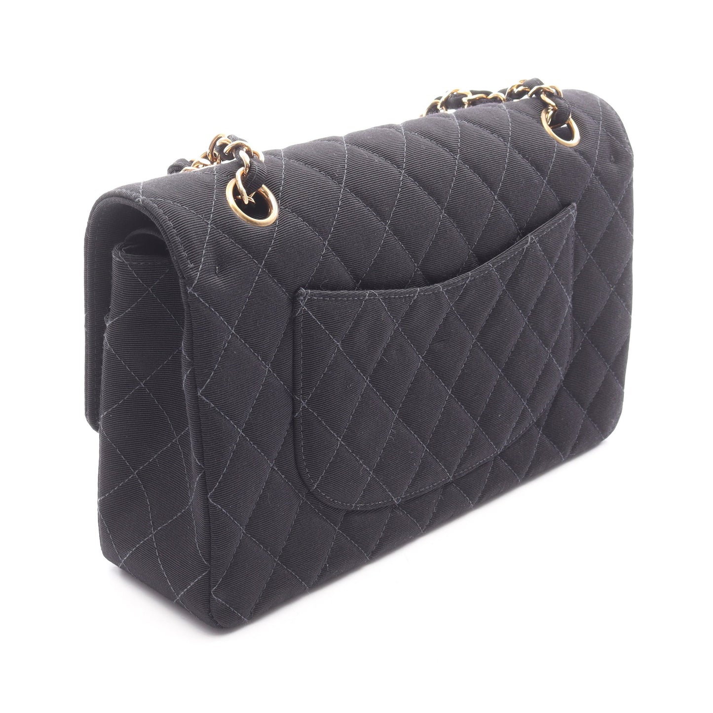 マトラッセ Wフラップ Wチェーンショルダーバッグ キャンバス ブラック ゴールド金具 シャネル バッグ CHANEL