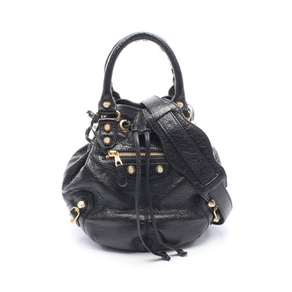 ジャイアント ミニポンポン 2WAY ハンドバッグ レザー ブラック バレンシアガ バッグ BALENCIAGA