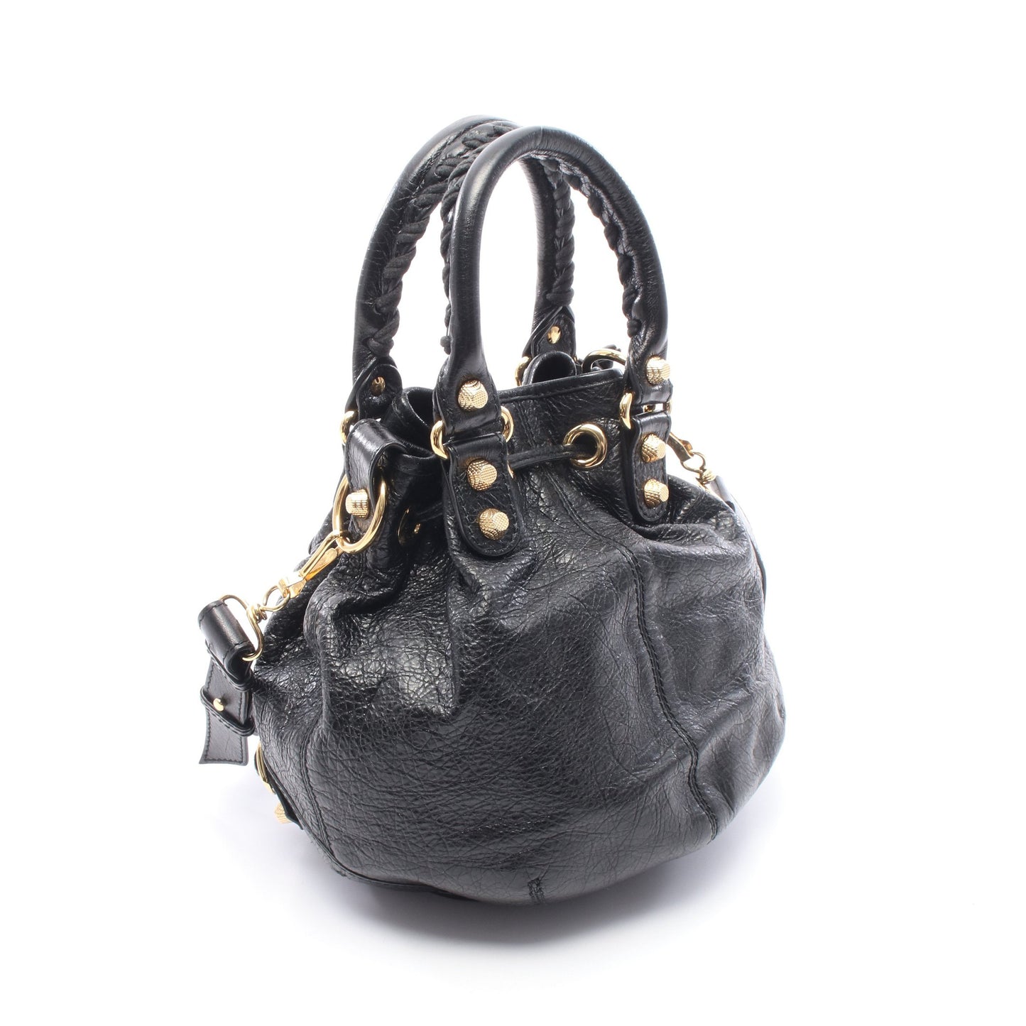 ジャイアント ミニポンポン 2WAY ハンドバッグ レザー ブラック バレンシアガ バッグ BALENCIAGA
