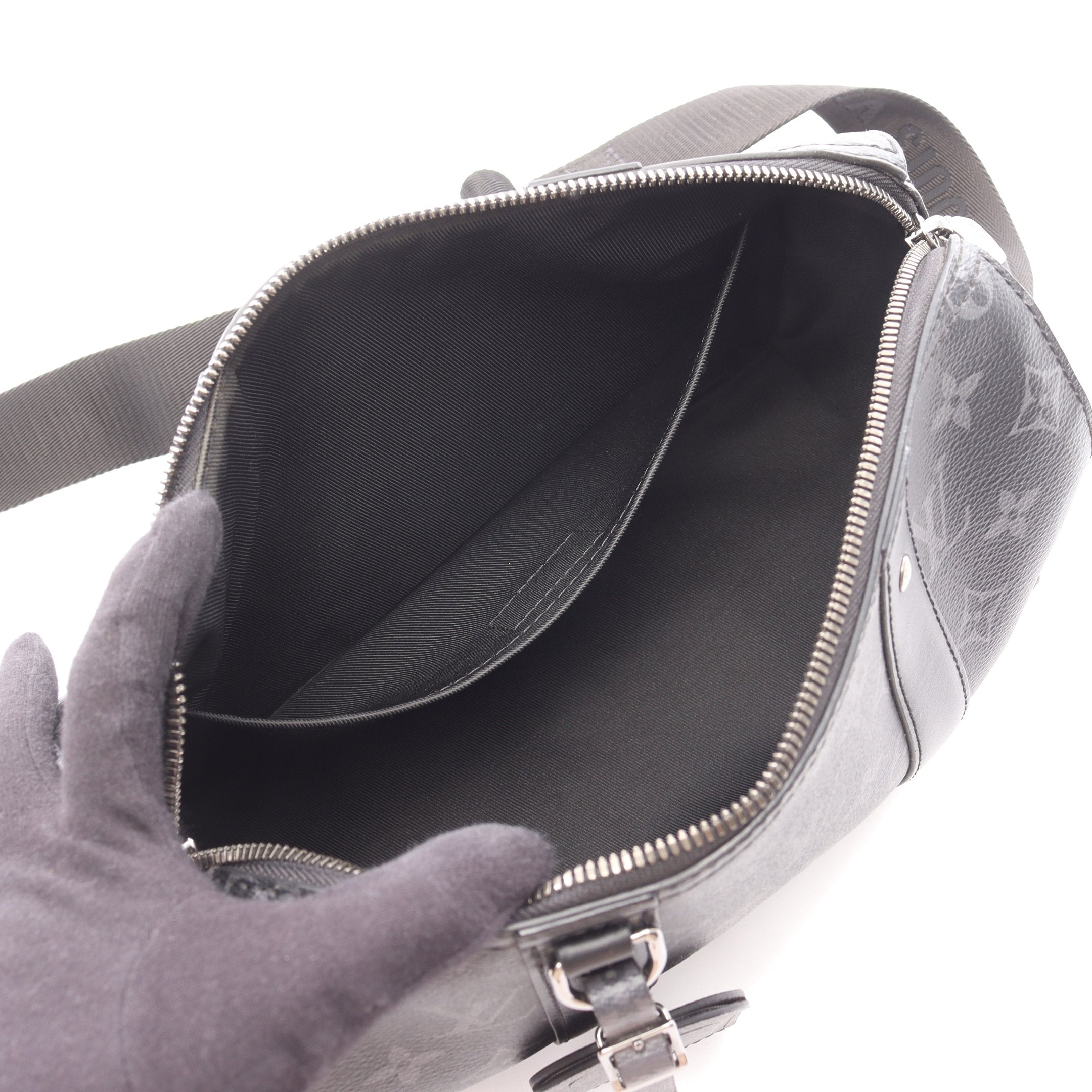 Louis Vuitton グレー レザー ショルダーバッグ シティ キーポル モノグラムエクリプス リバース ショルダーバッグ PVC