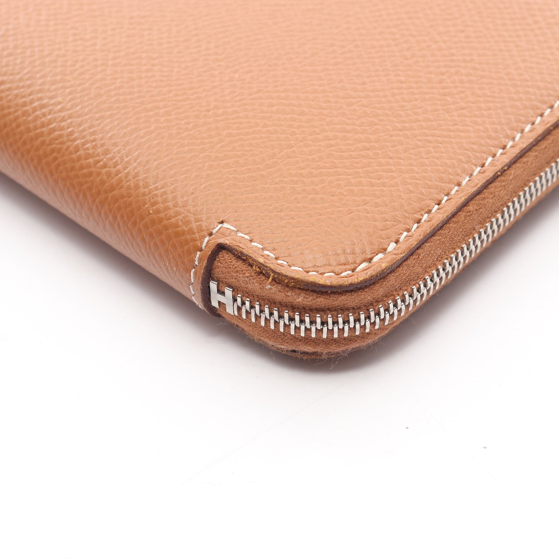 アザップロング シルクイン ゴールド ラウンドファスナー長財布 ヴォーエプソン ブラウン シルバー金具 Z刻印 エルメス 財布・小物 HERMES