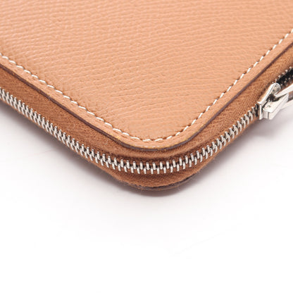 アザップロング シルクイン ゴールド ラウンドファスナー長財布 ヴォーエプソン ブラウン シルバー金具 Z刻印 エルメス 財布・小物 HERMES