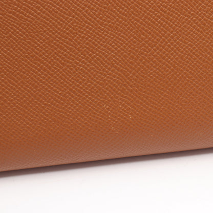 アザップロング シルクイン ゴールド ラウンドファスナー長財布 ヴォーエプソン ブラウン シルバー金具 Z刻印 エルメス 財布・小物 HERMES