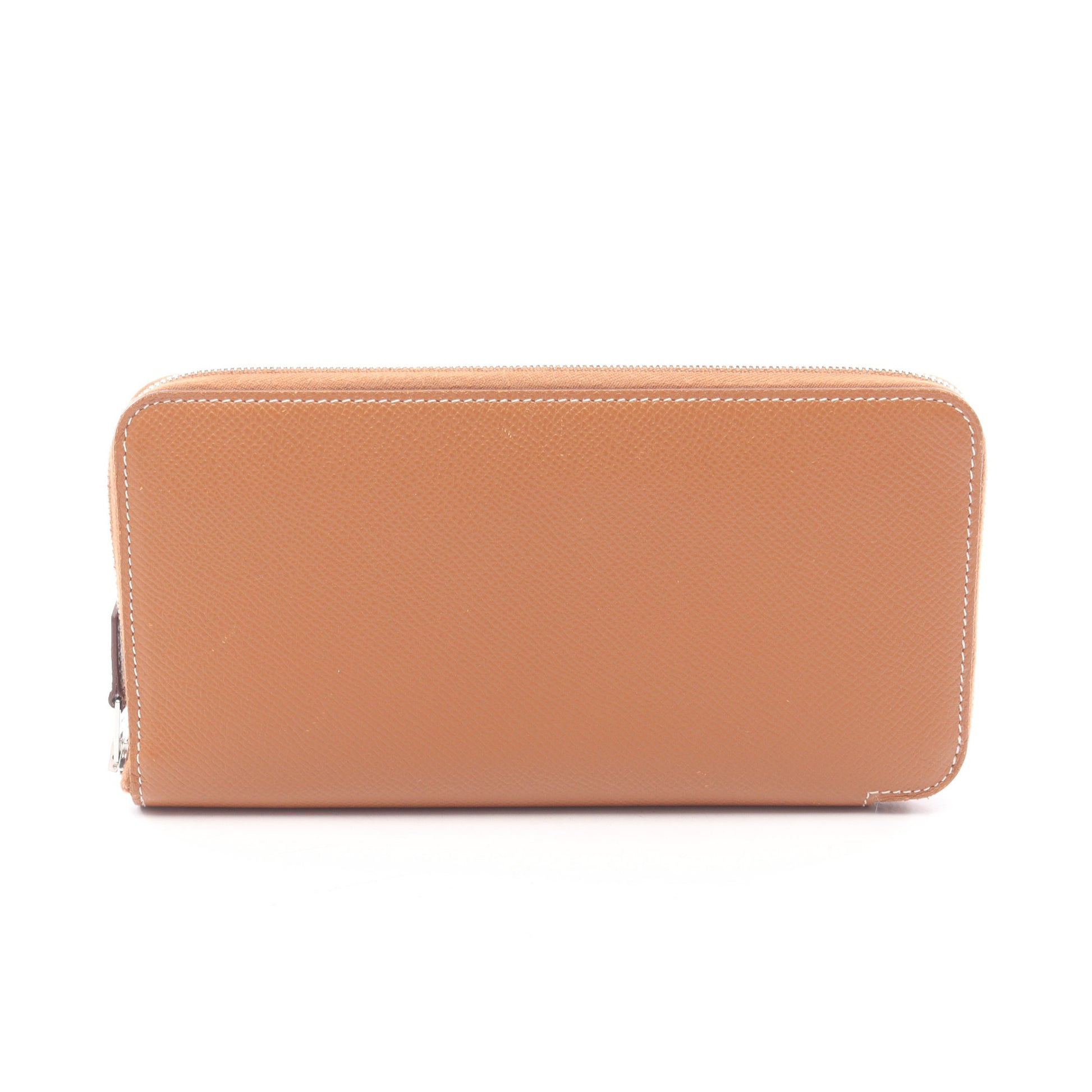 アザップロング シルクイン ゴールド ラウンドファスナー長財布 ヴォーエプソン ブラウン シルバー金具 Z刻印 エルメス 財布・小物 HERMES