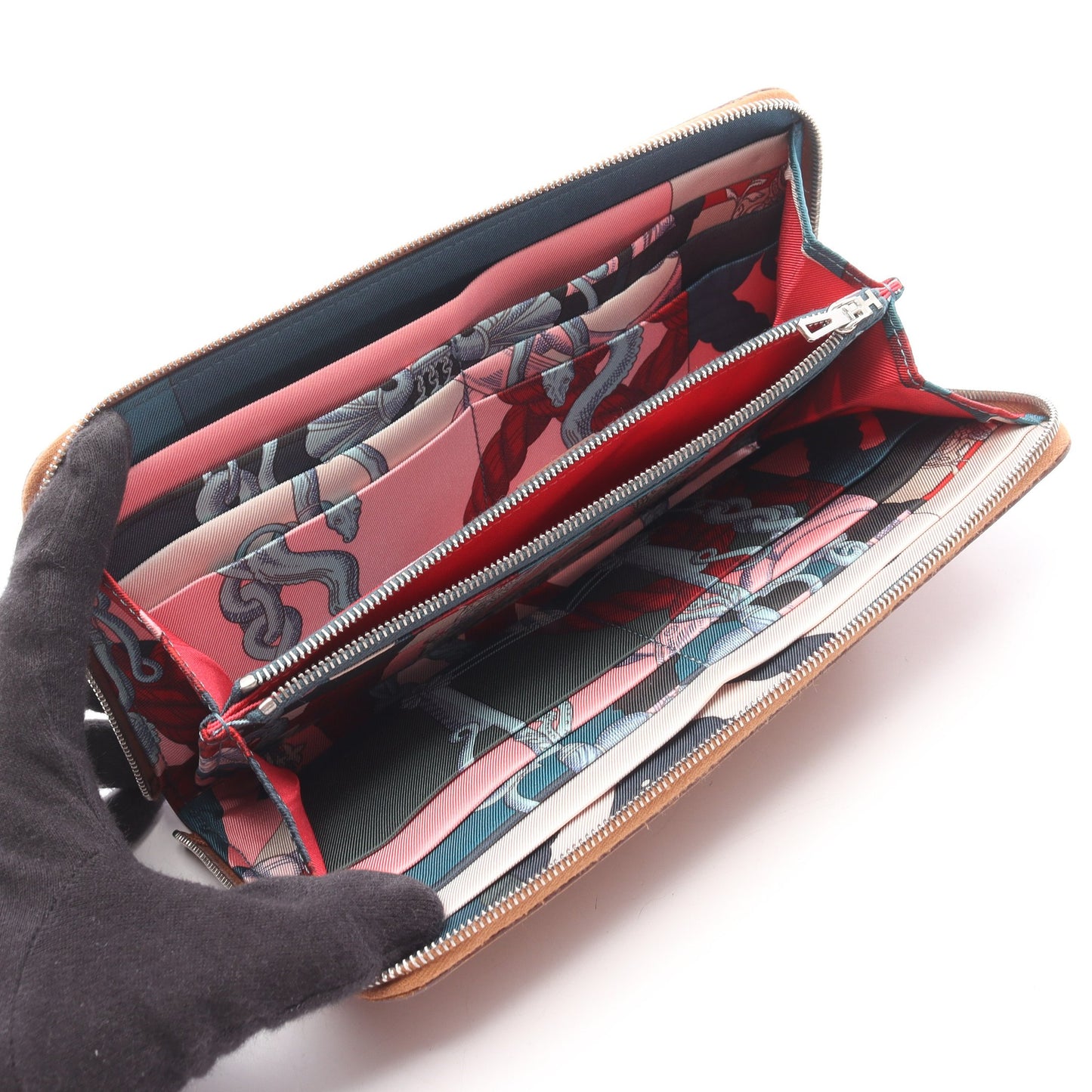 アザップロング シルクイン ゴールド ラウンドファスナー長財布 ヴォーエプソン ブラウン シルバー金具 Z刻印 エルメス 財布・小物 HERMES