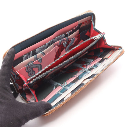 アザップロング シルクイン ゴールド ラウンドファスナー長財布 ヴォーエプソン ブラウン シルバー金具 Z刻印 エルメス 財布・小物 HERMES