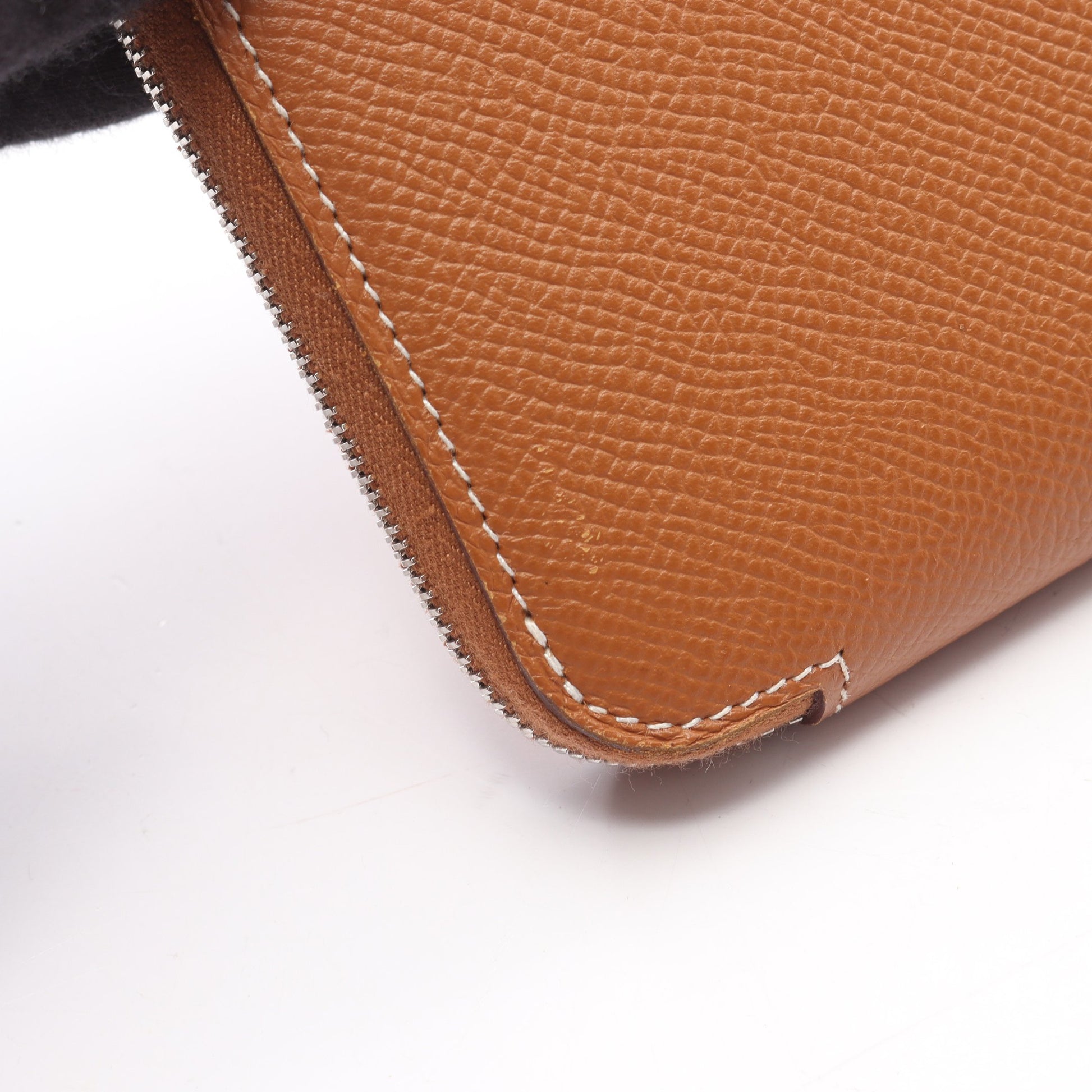 アザップロング シルクイン ゴールド ラウンドファスナー長財布 ヴォーエプソン ブラウン シルバー金具 Z刻印 エルメス 財布・小物 HERMES