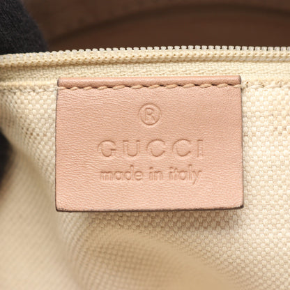 スーキー ディアマンテ ハンドバッグ キャンバス レザー ライトベージュ グレーベージュ グッチ バッグ GUCCI