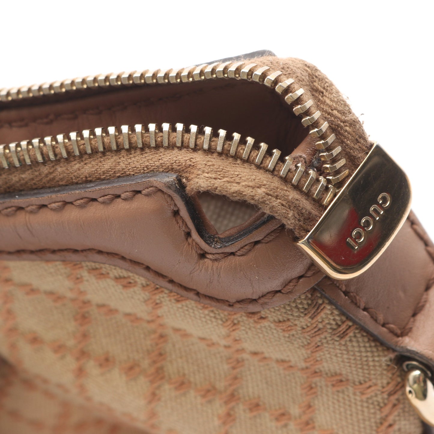 スーキー ディアマンテ ハンドバッグ キャンバス レザー ライトベージュ グレーベージュ グッチ バッグ GUCCI