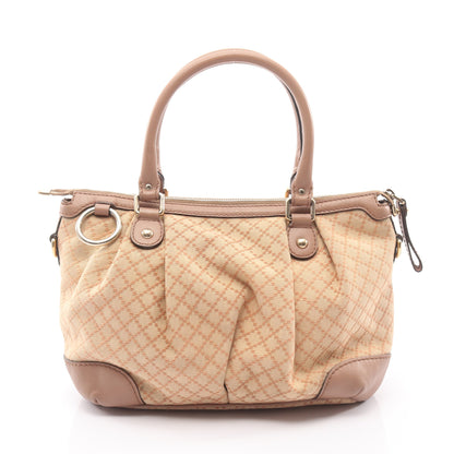 スーキー ディアマンテ ハンドバッグ キャンバス レザー ライトベージュ グレーベージュ グッチ バッグ GUCCI