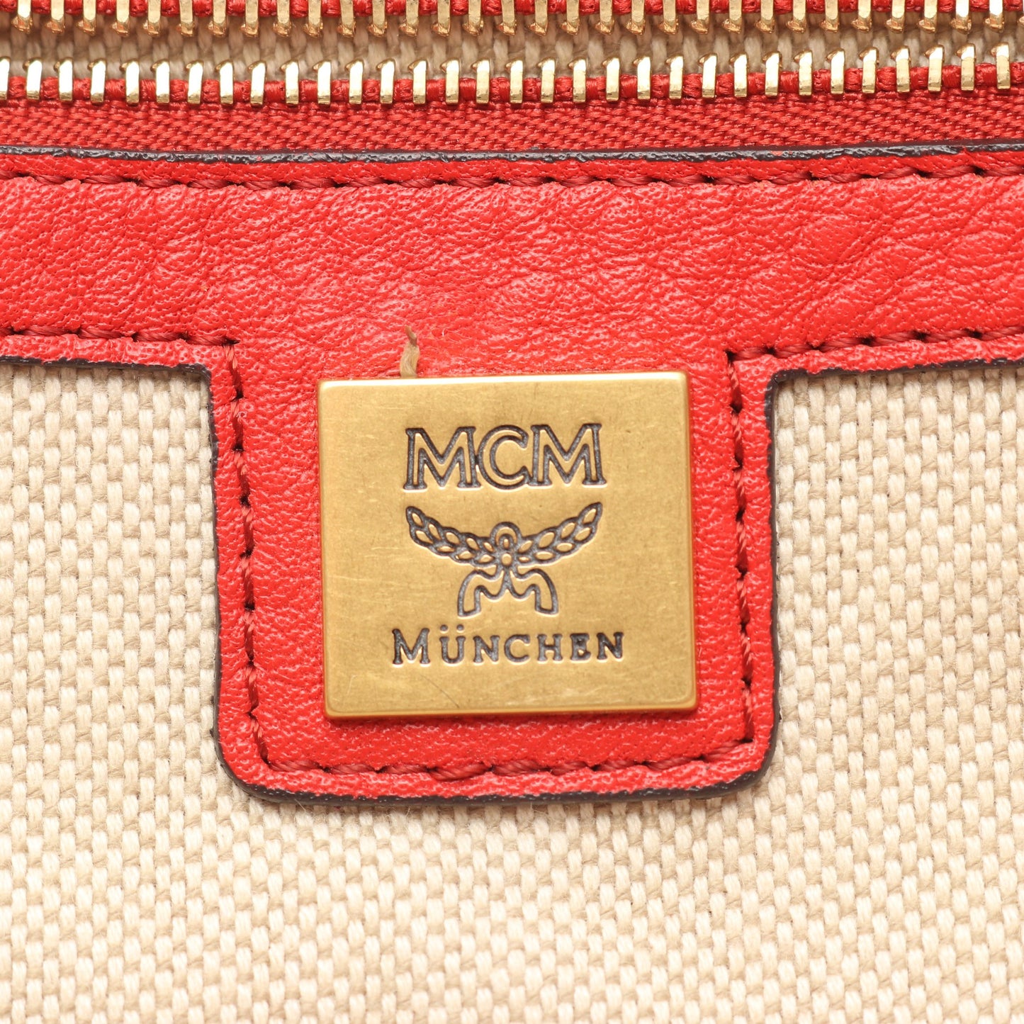 2WAY ハンドバッグ レザー レッド エムシーエム バッグ MCM