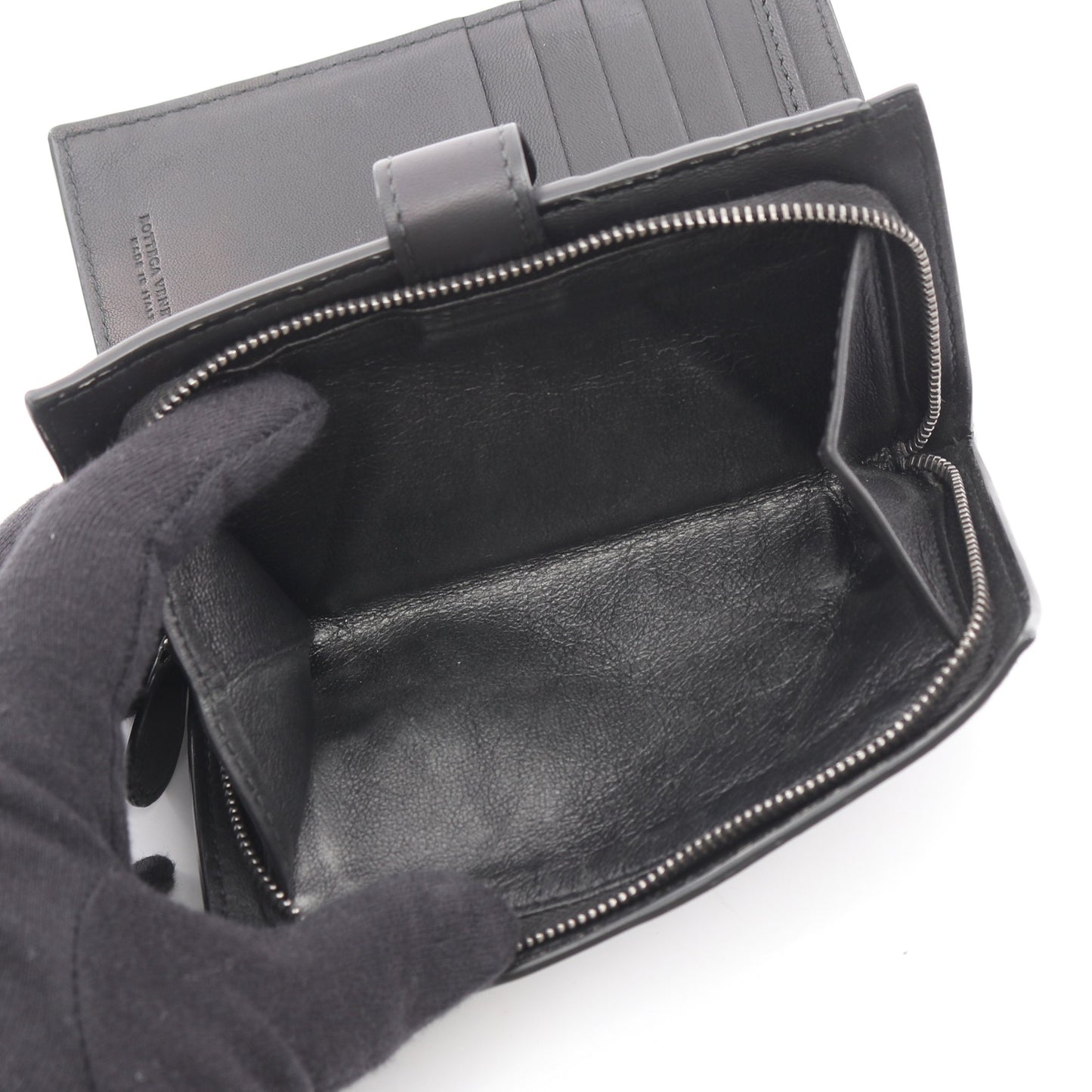 イントレチャート 二つ折り財布 レザー ブラック ボッテガヴェネタ 財布・小物 BOTTEGA VENETA