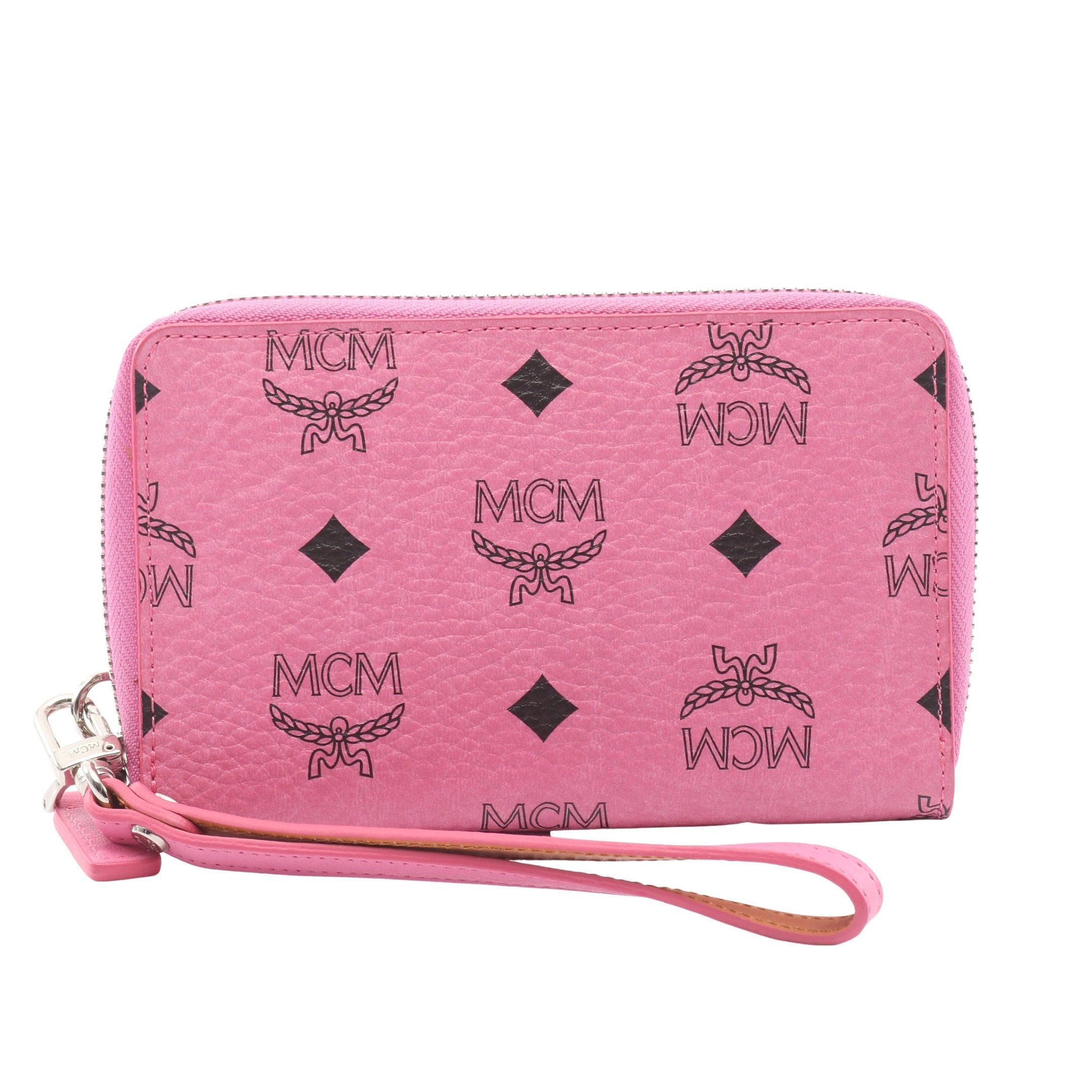 mcm パウダーピンク 財布 ヴィセトス ラウンドファスナー財布 PVC レザー ピンク エムシーエム
