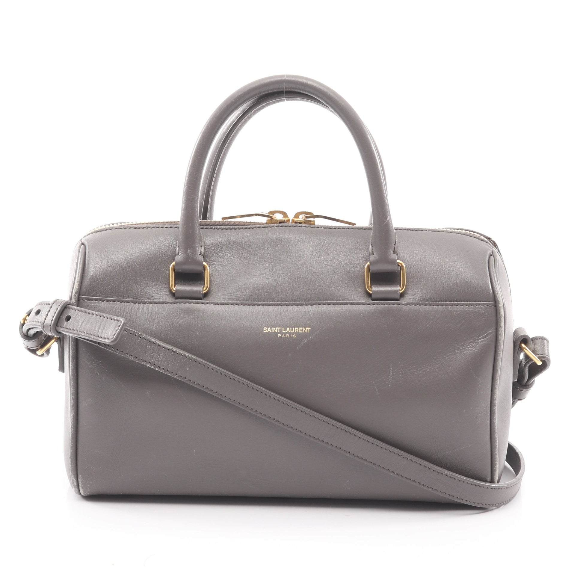 ベイビーダッフル 2WAY ハンドバッグ レザー グレー サンローランパリ バッグ SAINT LAURENT PARIS