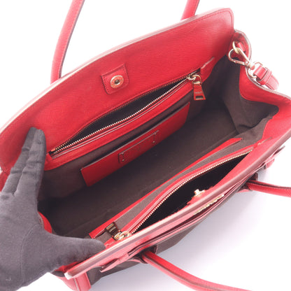 CANAPA+SAFFIANO 2WAY ハンドバッグ キャンバス サフィアーノレザー ブラック レッド プラダ バッグ PRADA